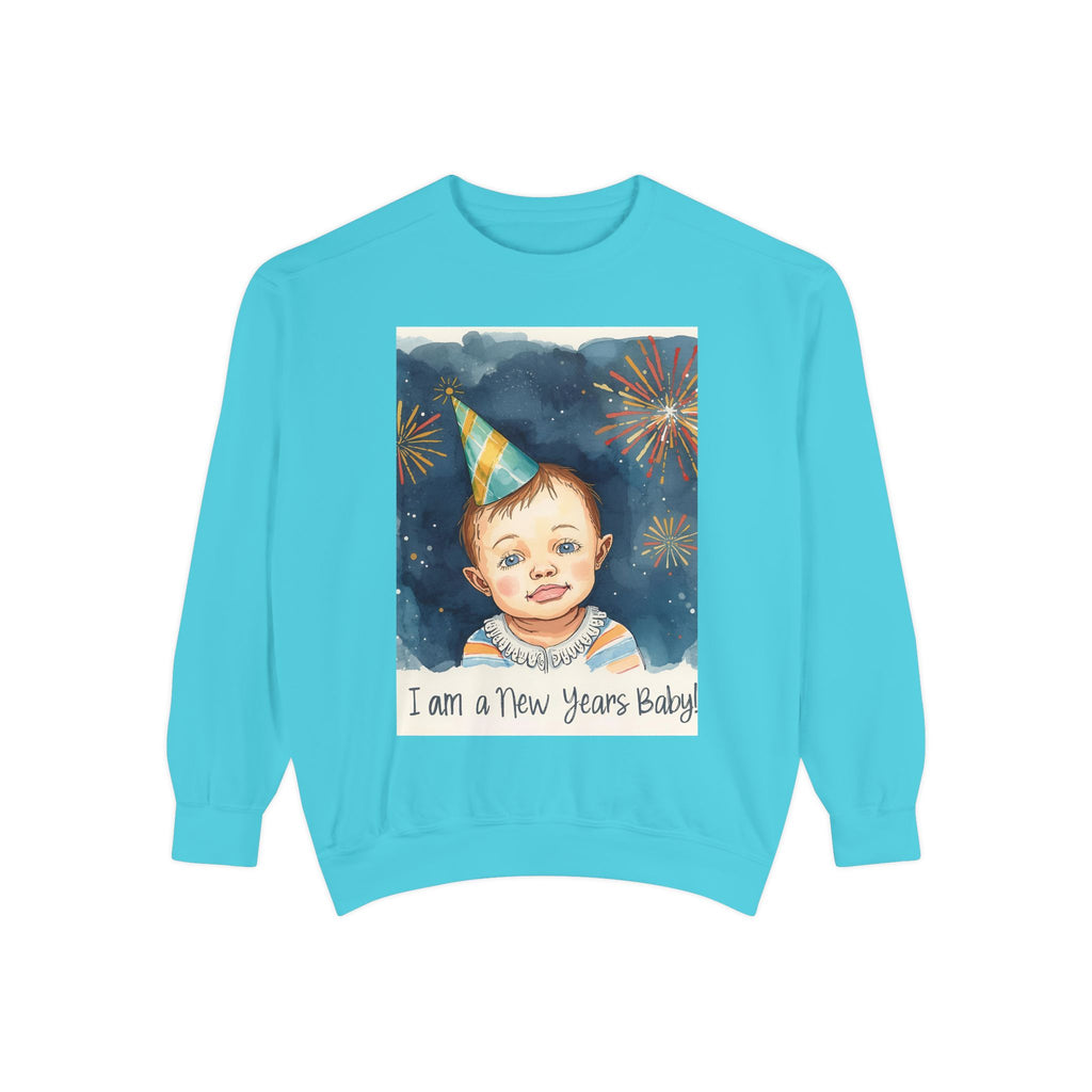 New Year's Baby Sweatshirt, Unisex Garment-Dyed Sweatshirt, Cute New Year Outfit, Holiday Gift, Baby Celebration Wear, Cozy Party Sweater