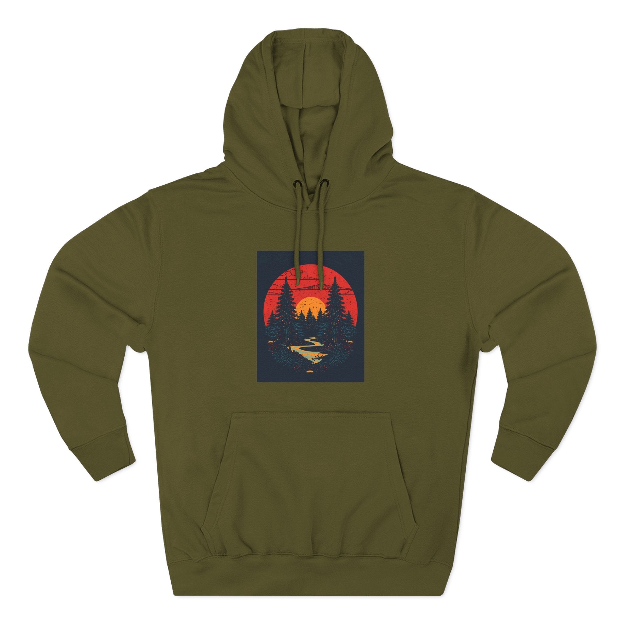 Cozy Nature Sunset Hoodie, Graphic Fleece Sweatshirt, Outdoor Apparel, Fall Fashion, Gift for Nature Lovers, Winter Wear