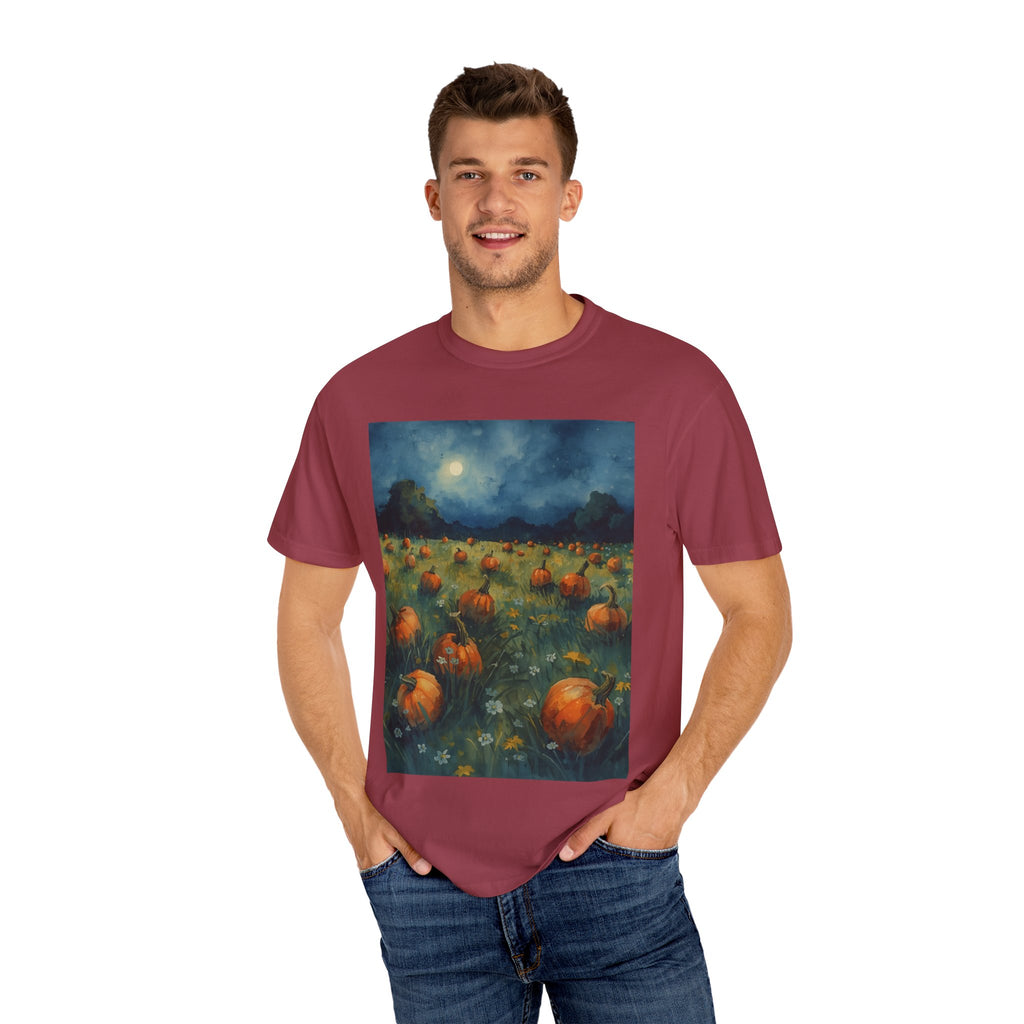 Autumn Pumpkin Field T-shirt | Unisex Fall Tee, Cozy Graphic Shirt, Halloween Gift, Harvest Fashion, Seasonal Wear, Pumpkin Lovers