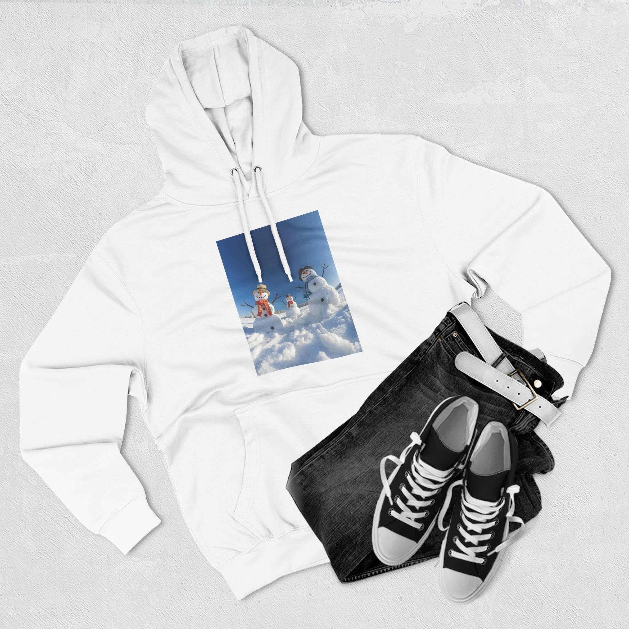 Cozy Fleece Hoodie with Fun Snowmen Design, Winter Wear, Gift for Christmas, Birthday Present, Casual Outfit, Hoodie for Snow Lovers