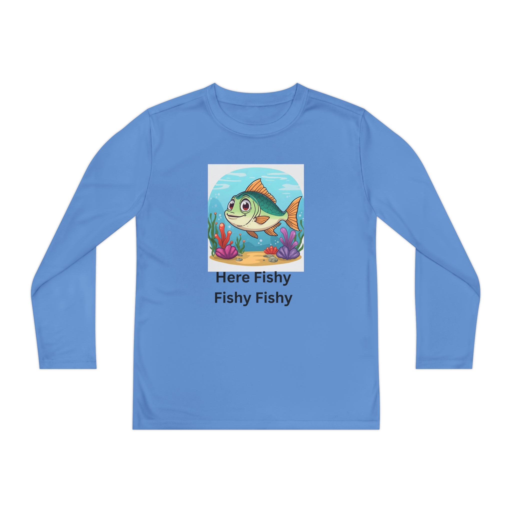 Here Fishy Fishy Fishy Youth Long Sleeve Competitor Tee