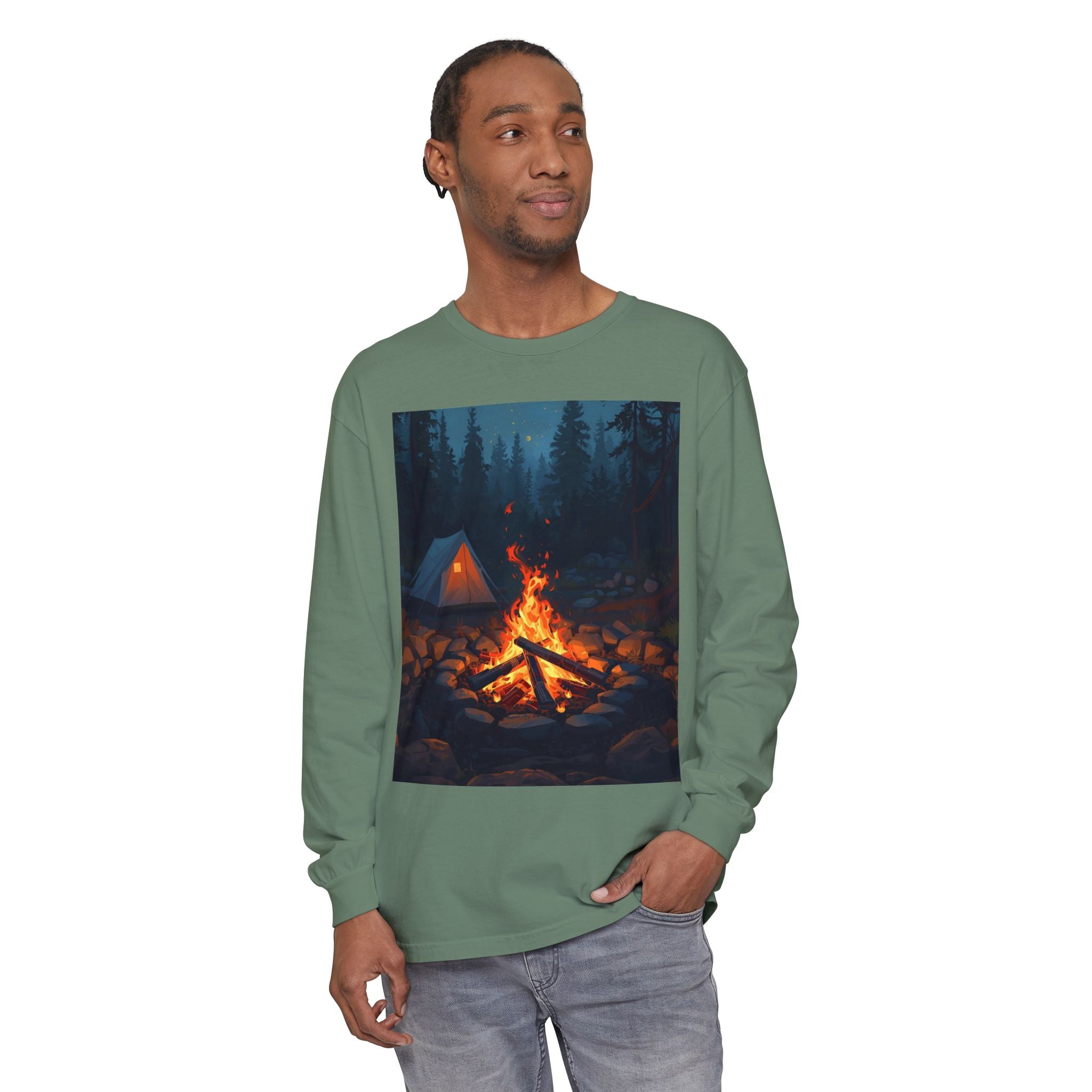 Camping Vibes Long Sleeve T-Shirt | Outdoor Adventure Shirt, Cozy Gift for Campers, Bonfire, Nature Lovers, Unisex Tee