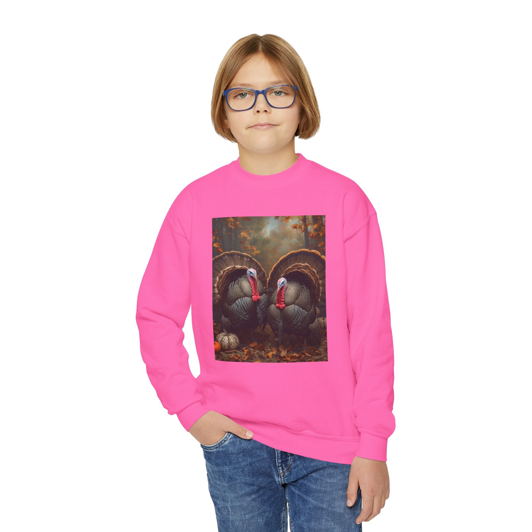 Thanksgiving Thankful Turkeys Youth Crewneck Sweatshirt, Cozy Fall Apparel, Thanksgiving Gift, Kids Sweatshirt, Autumn Fashion