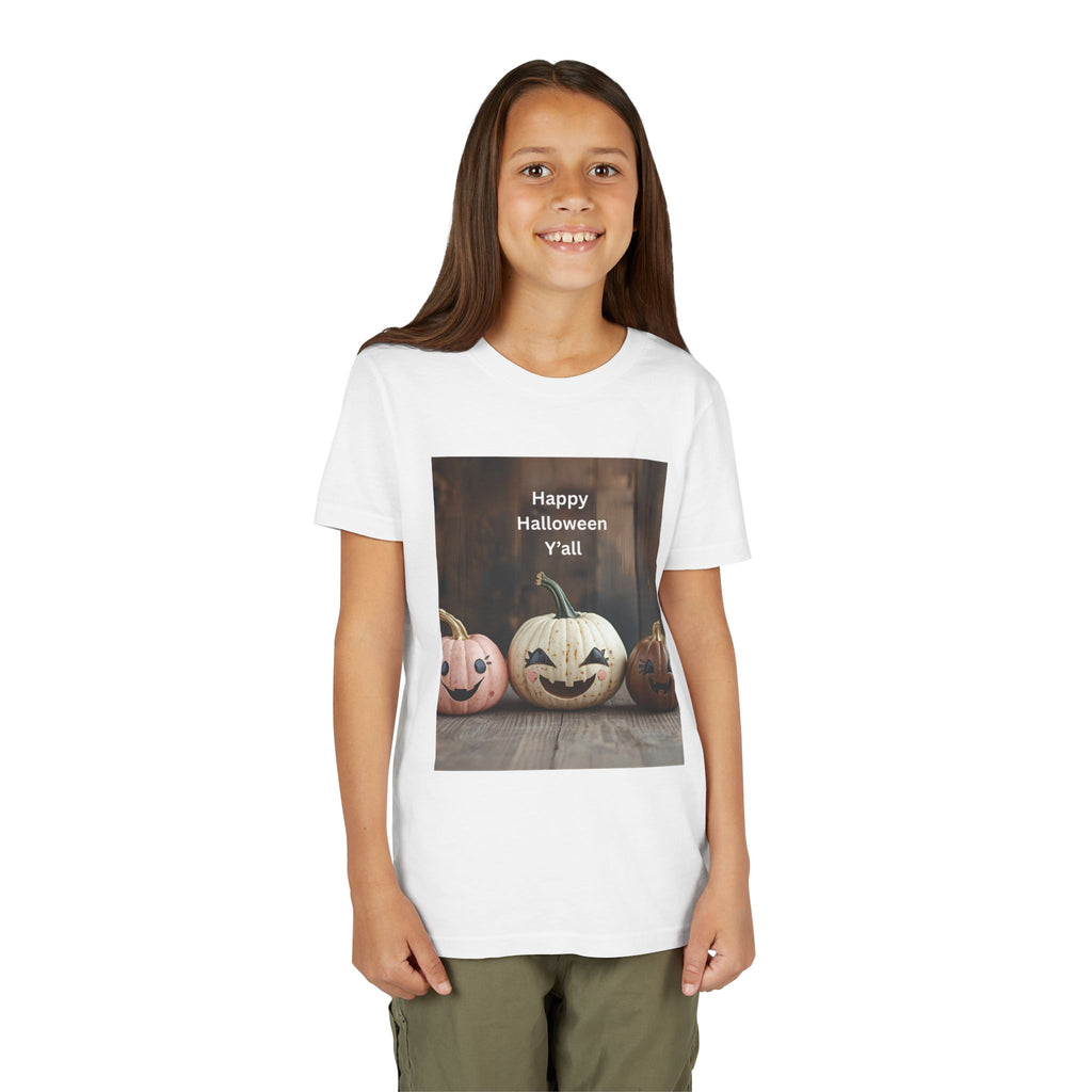 Happy Halloween Youth Tee, Kids Halloween Shirt, Pumpkin T-Shirt, Fall Festival Apparel, Trick or Treat Wear, Spooky Season Top