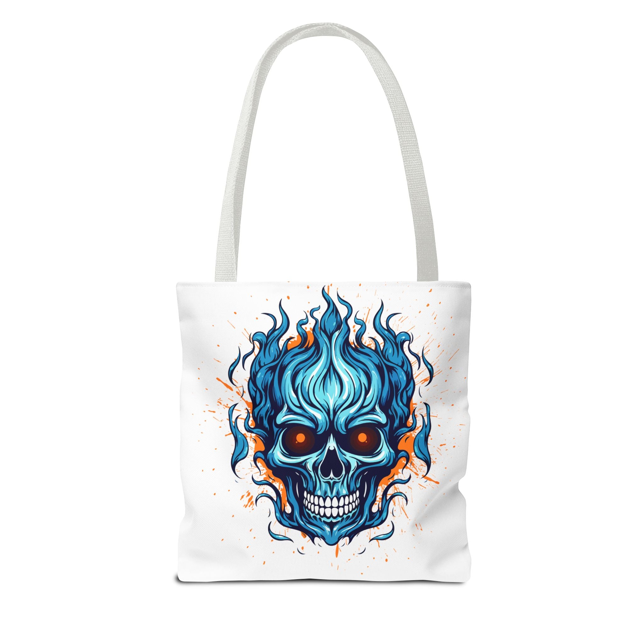 Skull Flame Tote Bag: Edgy Canvas Bag for Cosplay, Festivals, Shopping, Halloween, and Gift Purposes