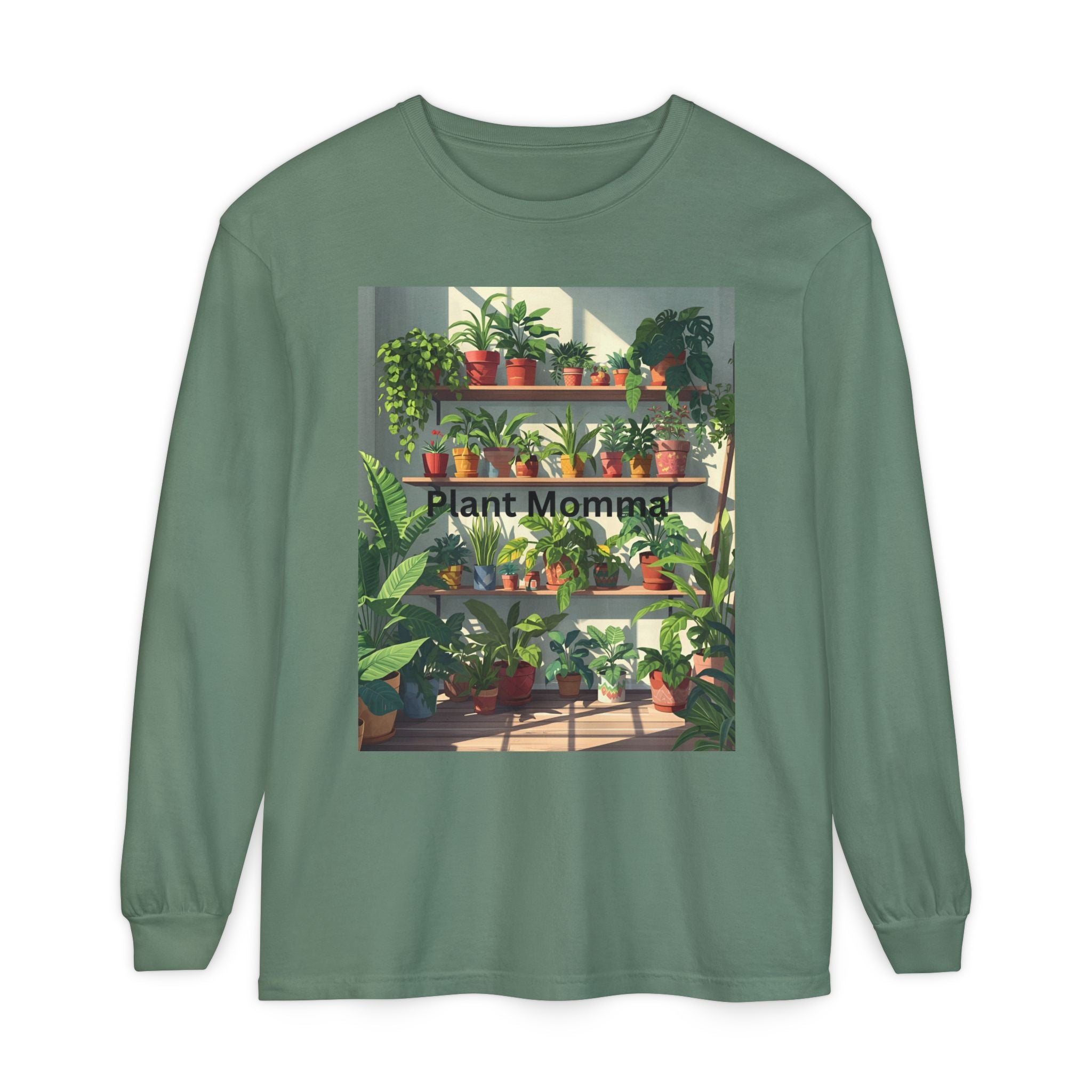 Plant Momma Long Sleeve T-Shirt, Perfect for Plant Lovers, Gardening Gifts, Eco-friendly Fashion, Casual Wear, Spring Celebrations