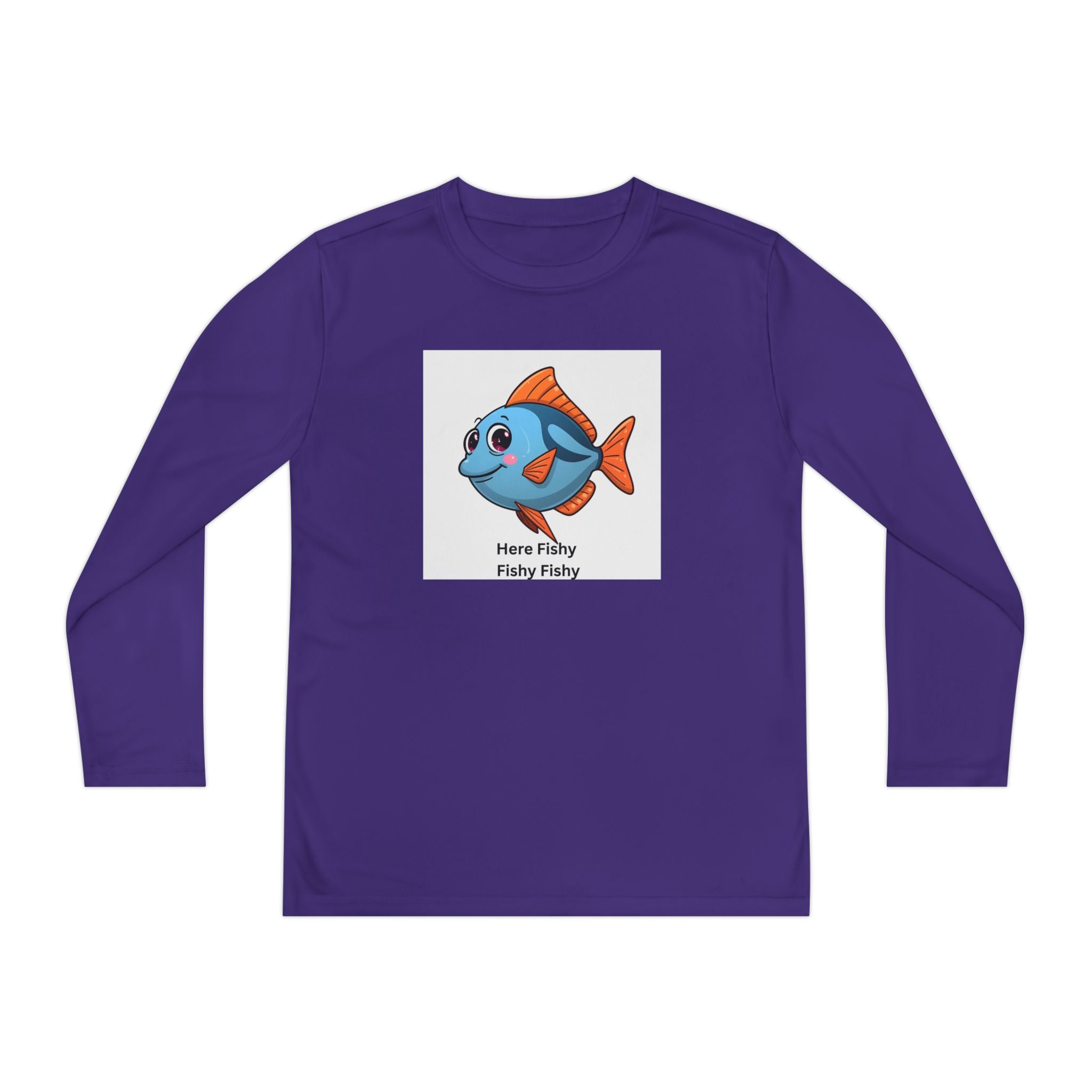 Here Fishy Fishy Fishy Youth Long Sleeve Competitor Tee