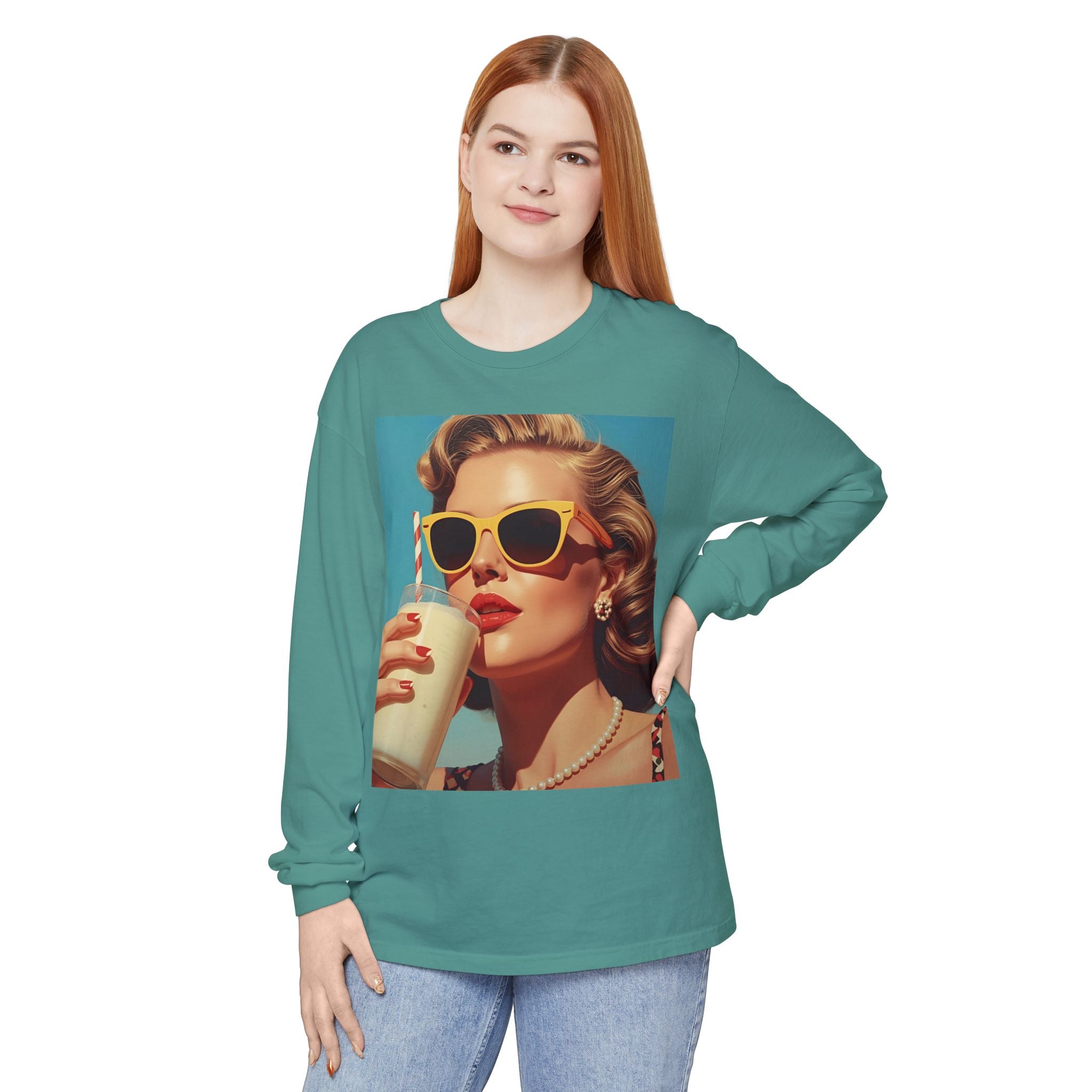 Retro Pop Art Long Sleeve T-Shirt, Vintage Graphic Tee, Fashion Top, Summer Style shirt, Gift for Art Lovers, Casual Wear