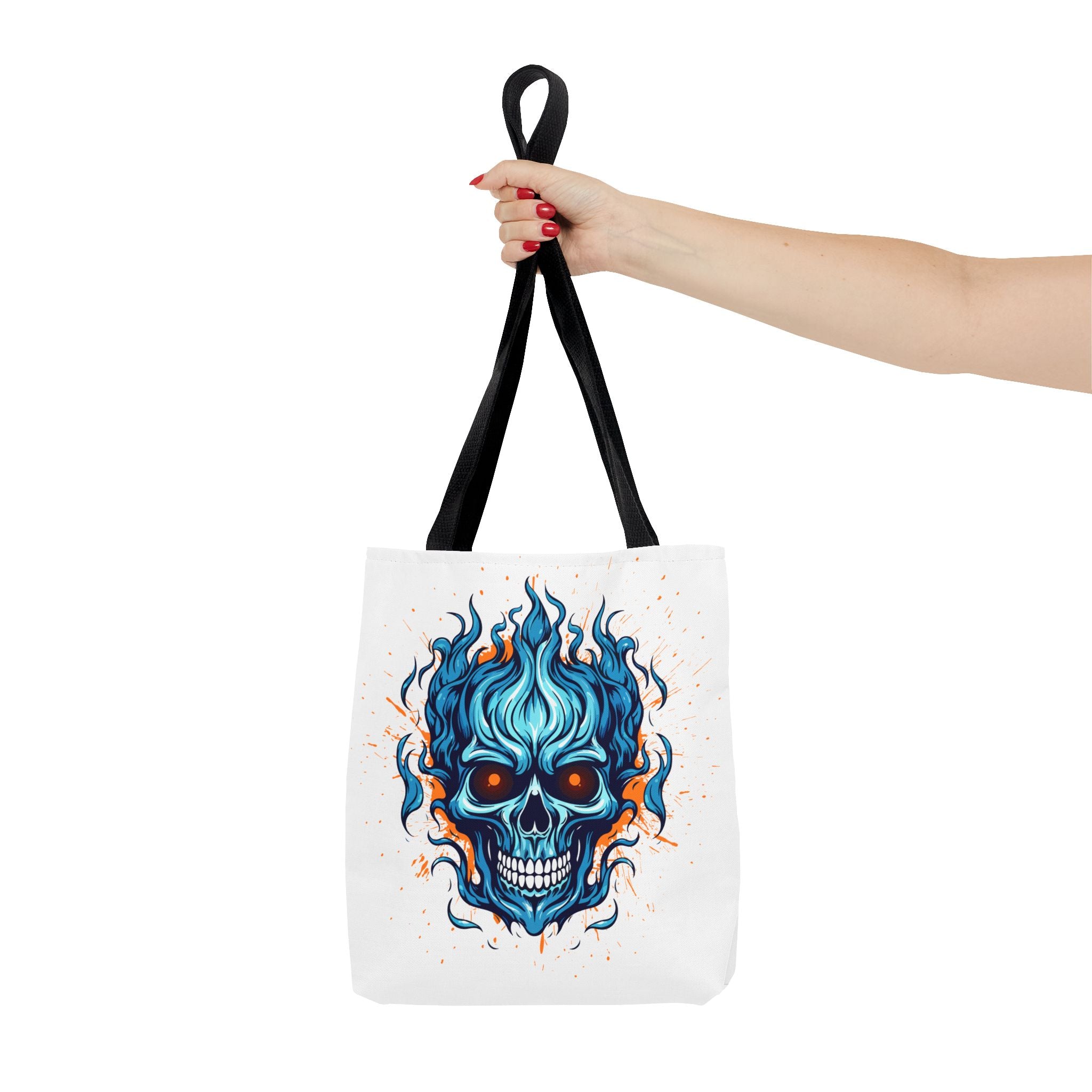 Skull Flame Tote Bag: Edgy Canvas Bag for Cosplay, Festivals, Shopping, Halloween, and Gift Purposes