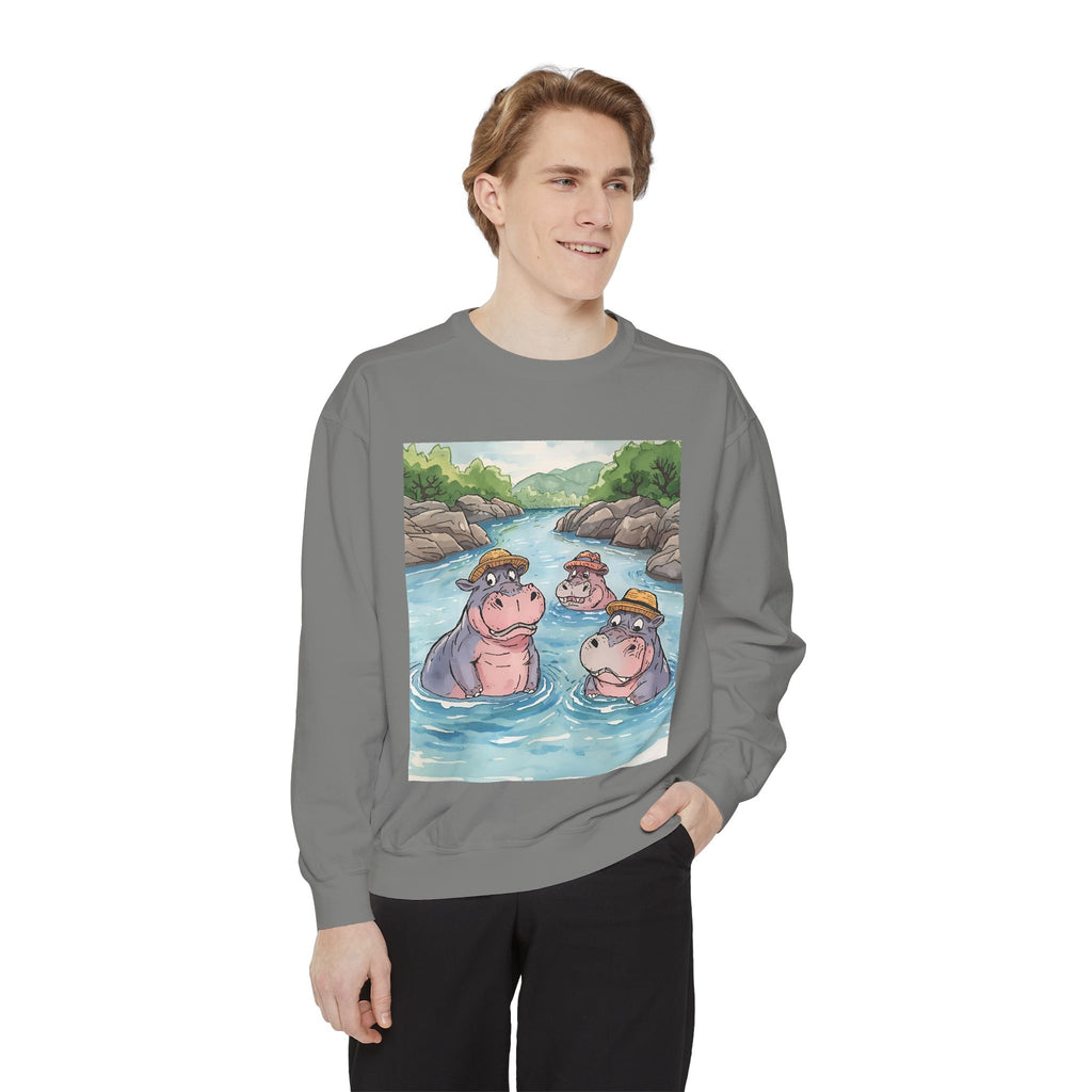 Hippo Cute Unisex Garment-Dyed Sweatshirt