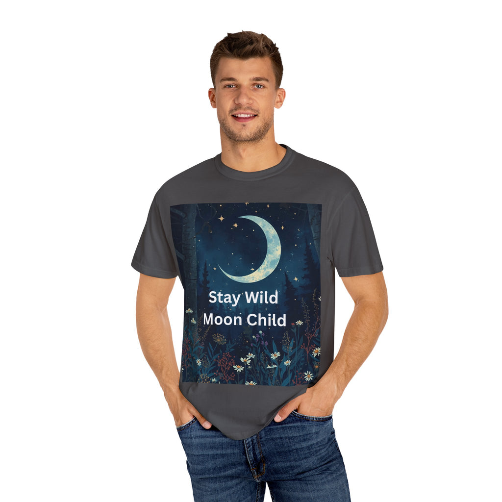 Unisex Stay Wild Moon Child T-Shirt, Stay Wild Graphic Tee, Boho Style Shirt, Gift for Nature Lovers, Vintage Vibe Apparel