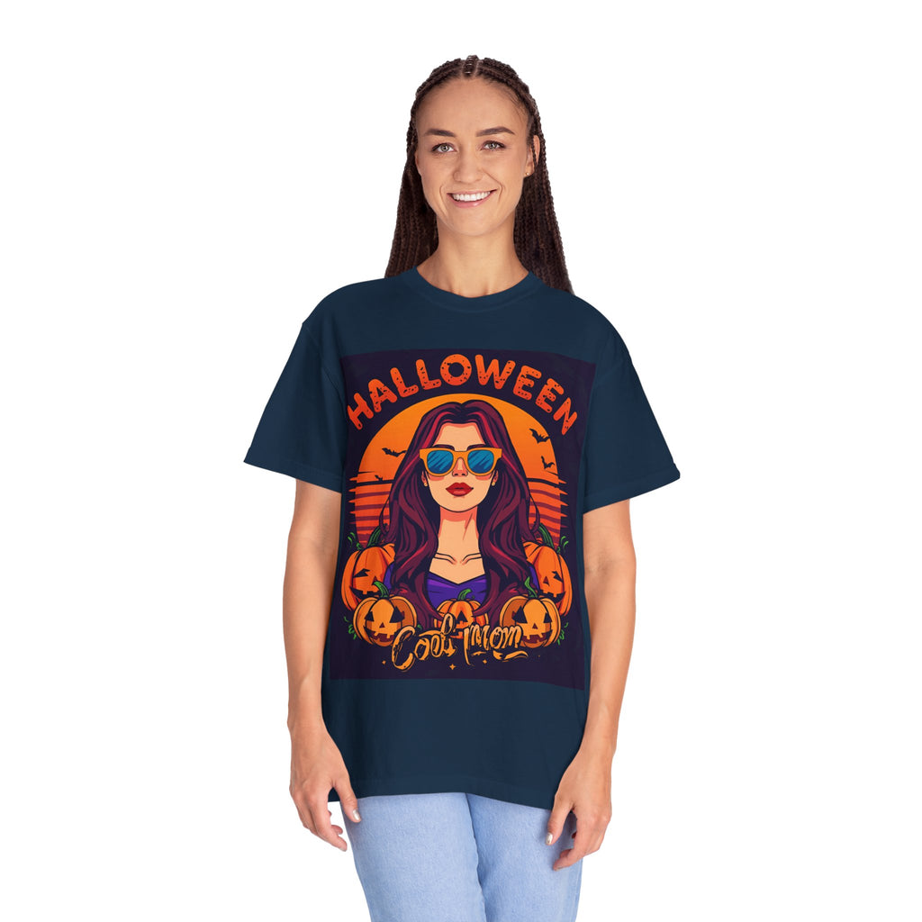 Halloween Cool Mom T-Shirt, Unisex Garment-Dyed Tee, Spooky Season Apparel, Fall Fashion, Halloween Costume Shirt