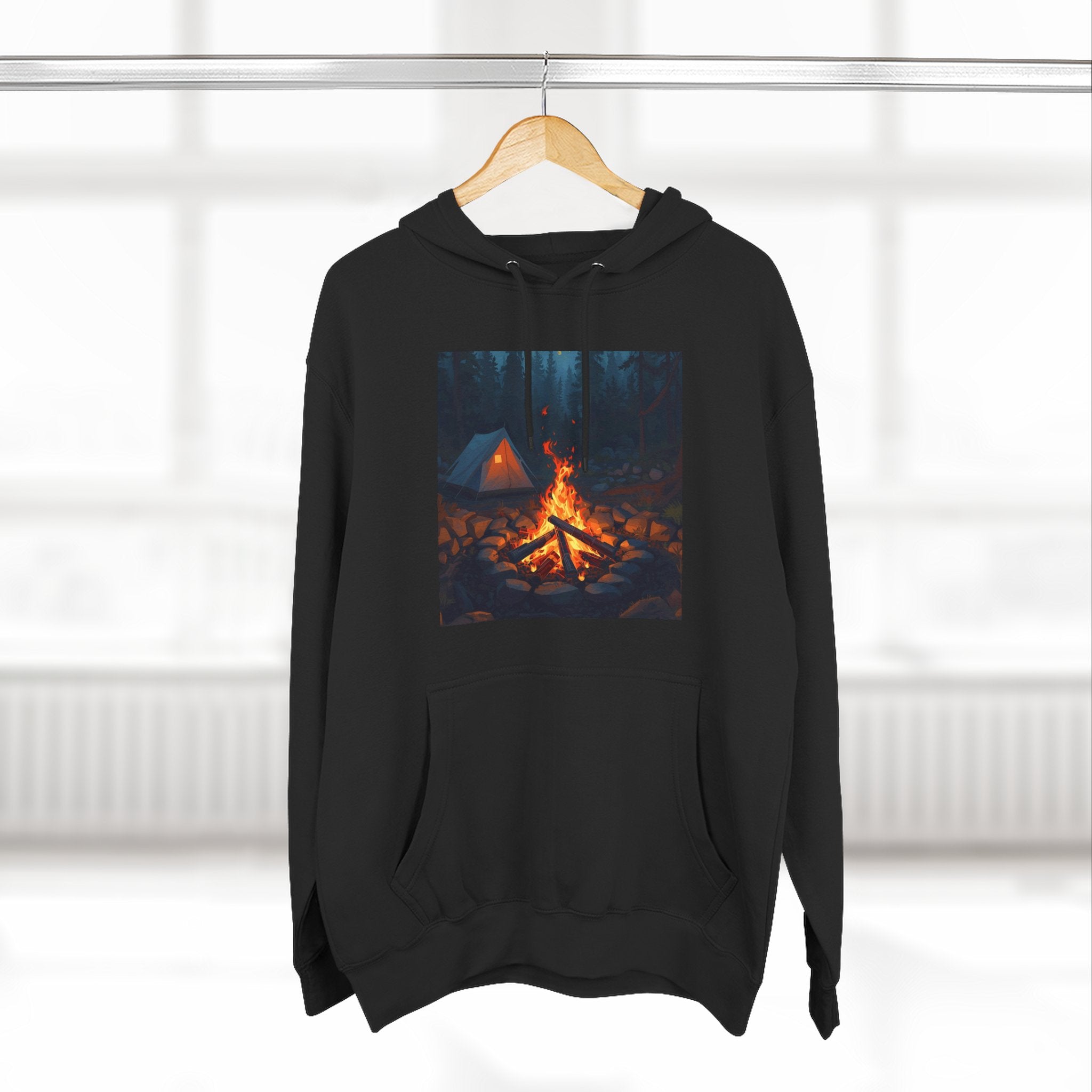 Cozy Campfire Fleece Hoodie, Outdoor Adventure Sweatshirt, Camping Gift, Warm Hoodie, Nature Lover Apparel