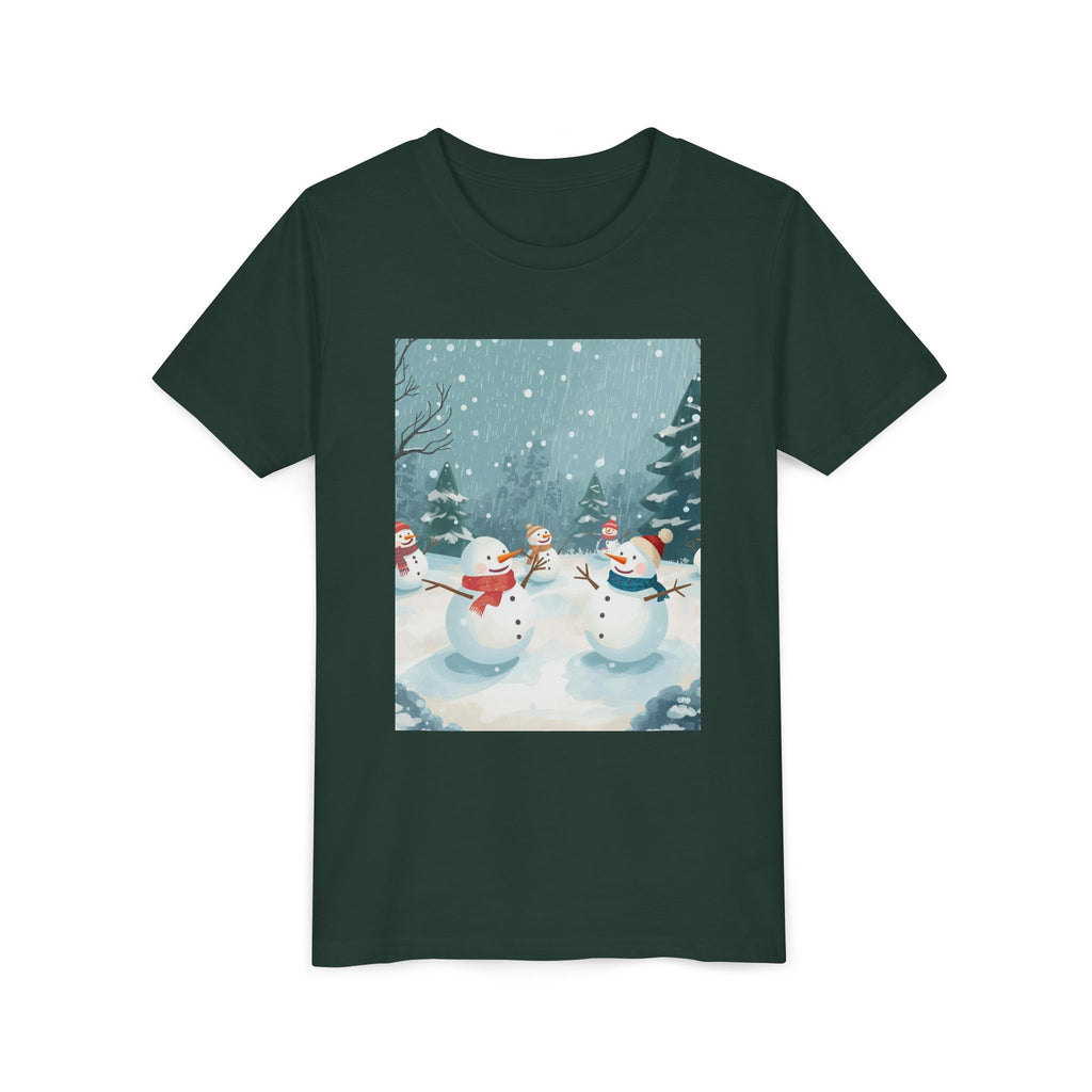 Festive Christmas Snowman Youth Short Sleeve Tee