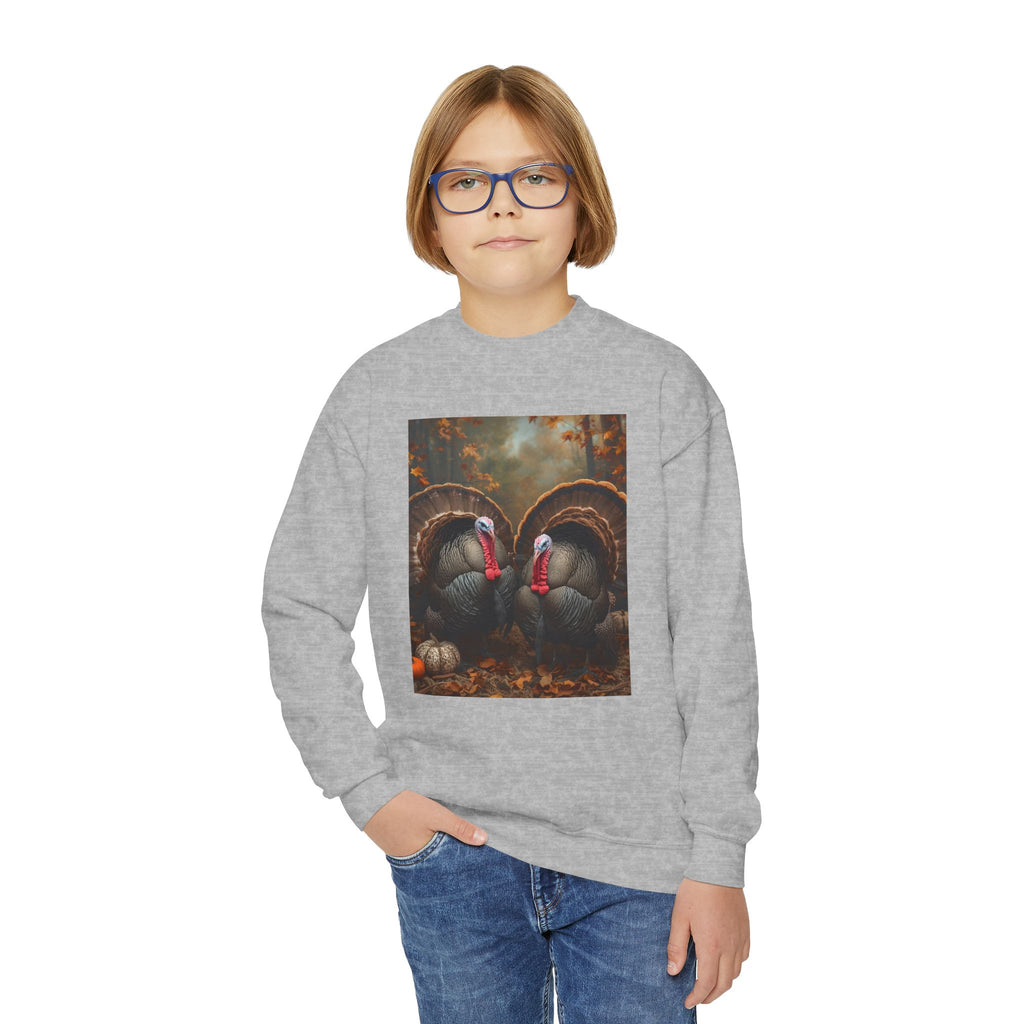 Thanksgiving Thankful Turkeys Youth Crewneck Sweatshirt, Cozy Fall Apparel, Thanksgiving Gift, Kids Sweatshirt, Autumn Fashion