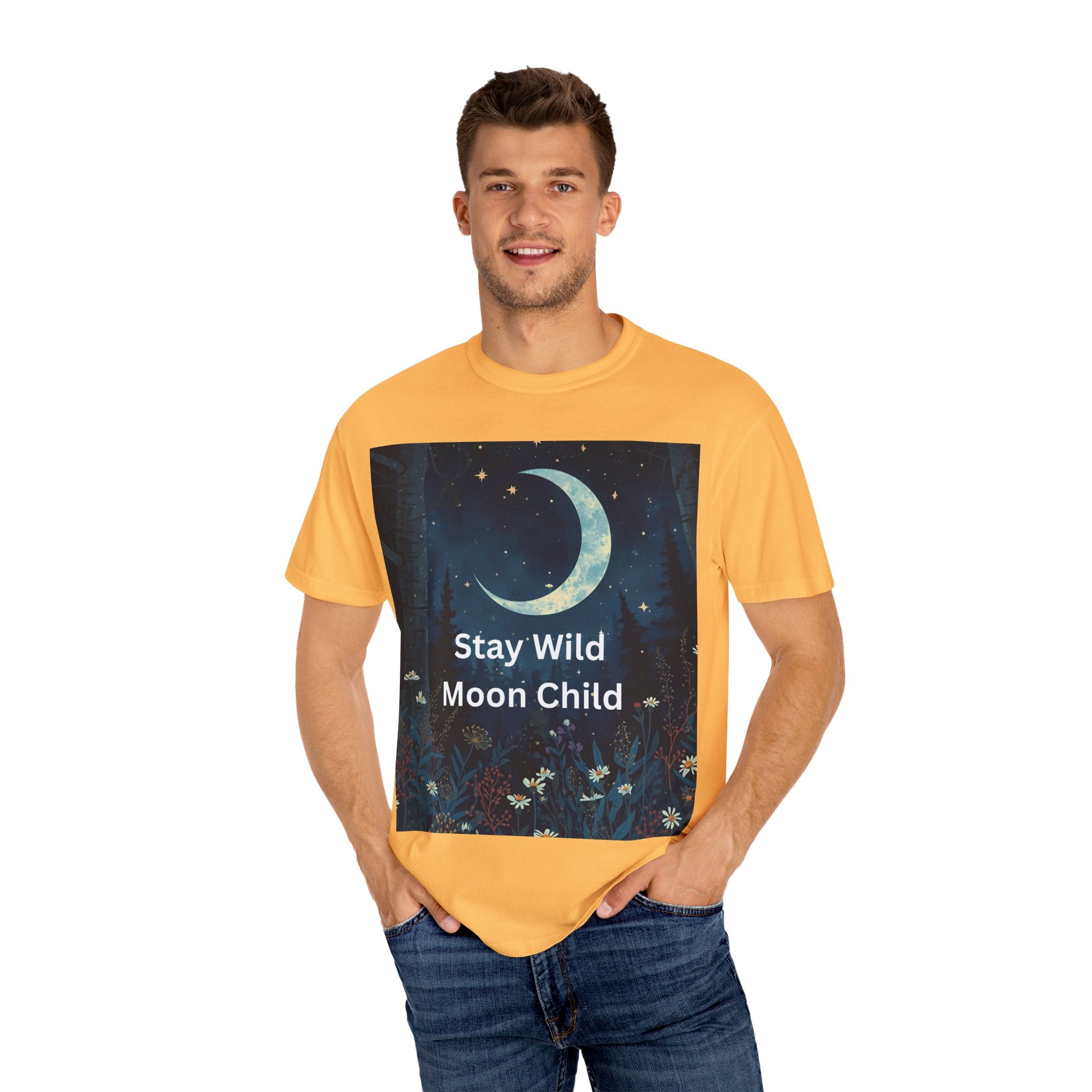 Unisex Stay Wild Moon Child T-Shirt, Stay Wild Graphic Tee, Boho Style Shirt, Gift for Nature Lovers, Vintage Vibe Apparel