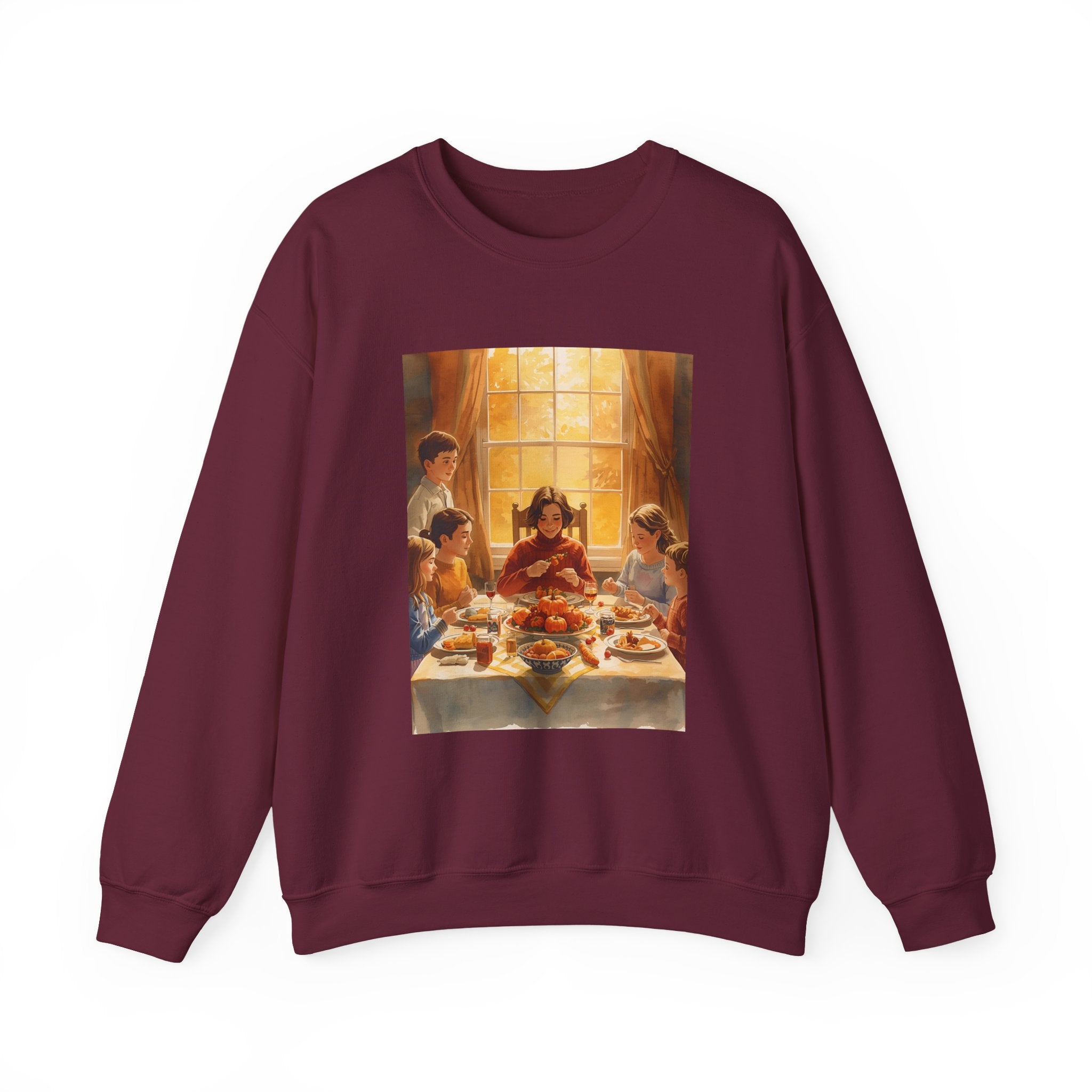Cozy Family Dinner Crewneck Sweatshirt | Warm Winter Apparel, Casual Layering, Gift for Holidays, Family Gatherings, Nostalgic Artwork