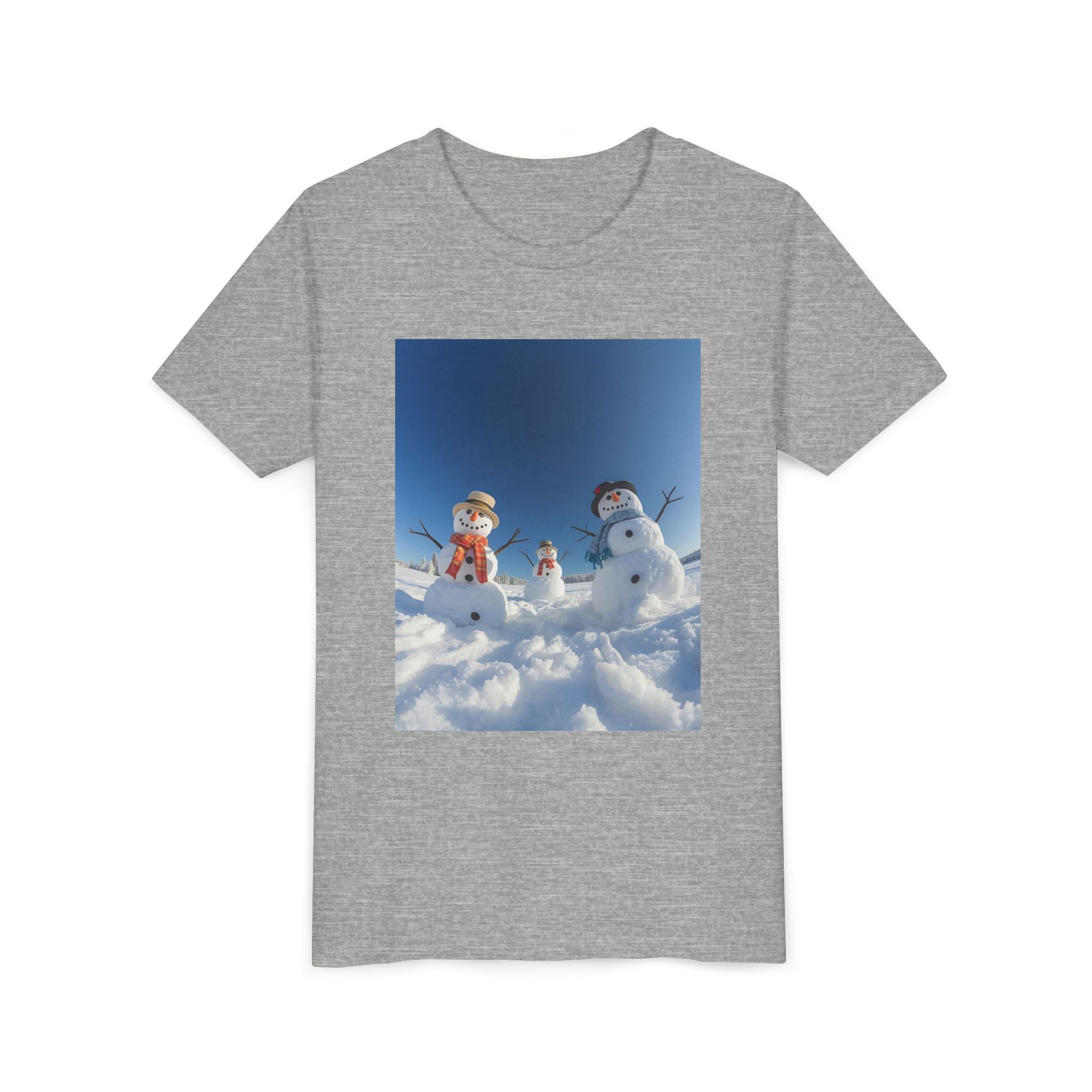 Festive Christmas Snowman Family Youth Short Sleeve Tee