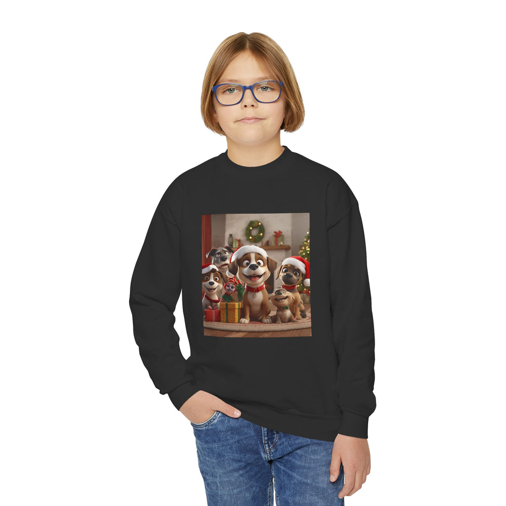 Cute Christmas Festive Dogs Youth Crewneck Sweatshirt
