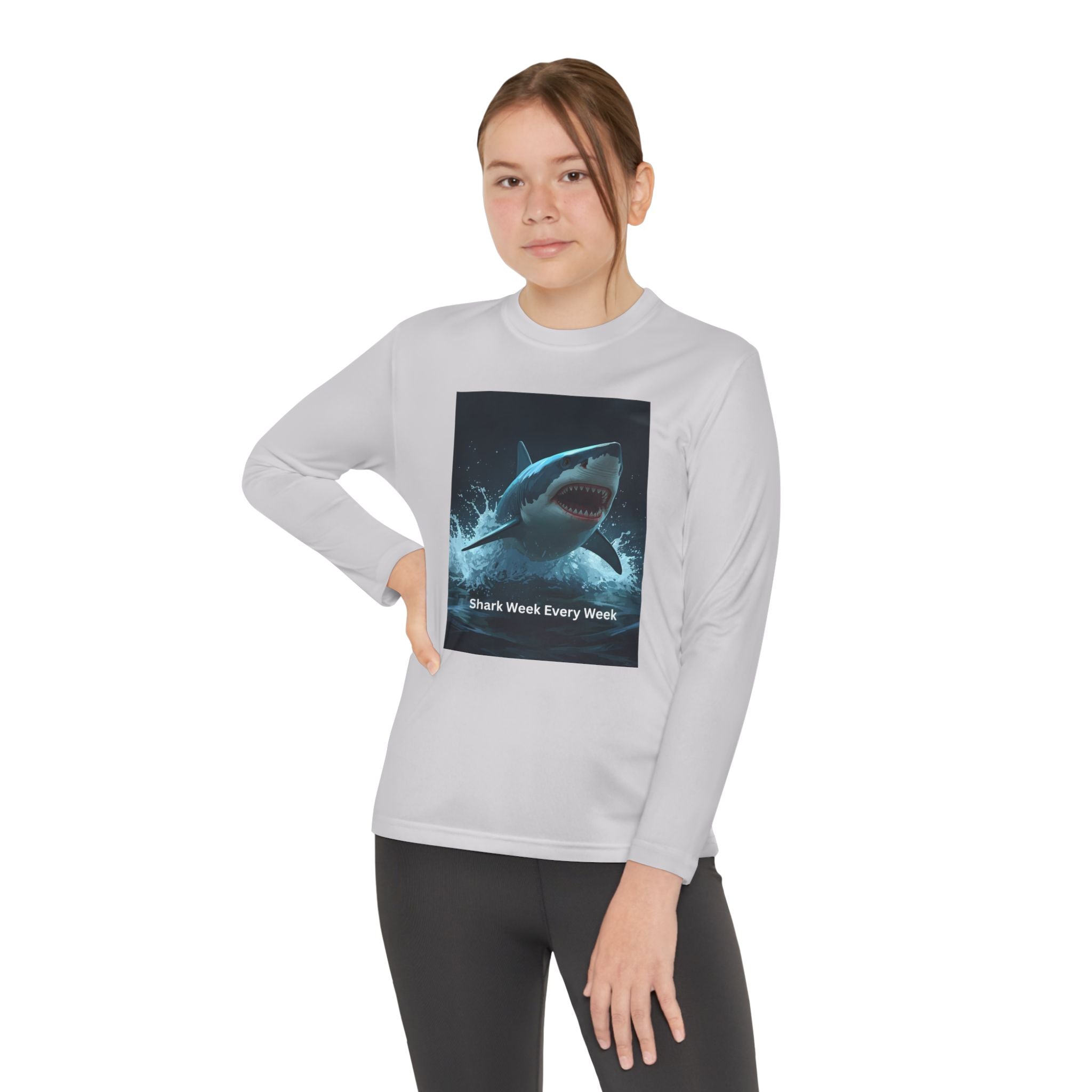 Shark Week Youth Long Sleeve Tee - Funny Ocean Shirt, Kids Gift, Summer Wear, Cool Tee, Swim Shirt, Beach Apparel