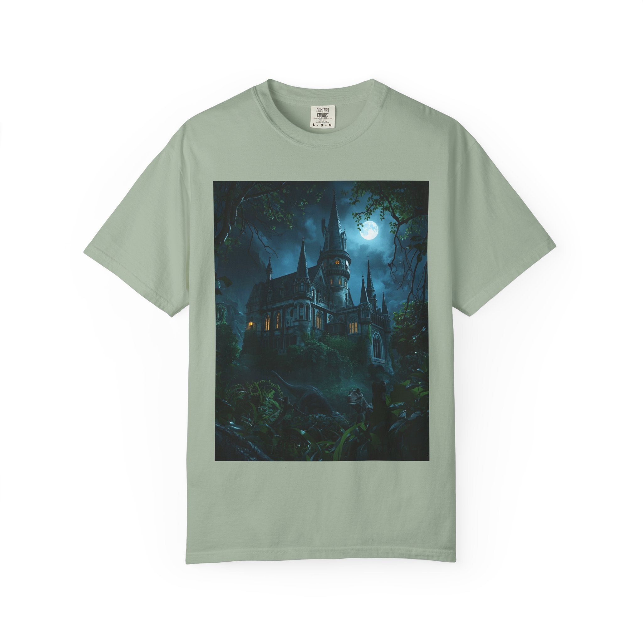 Mystical Night Scene Castle T-Shirt, Spooky Tees, Halloween Apparel, Gothic Style Shirt, Unisex Shirt, Nighttime Scene Tee