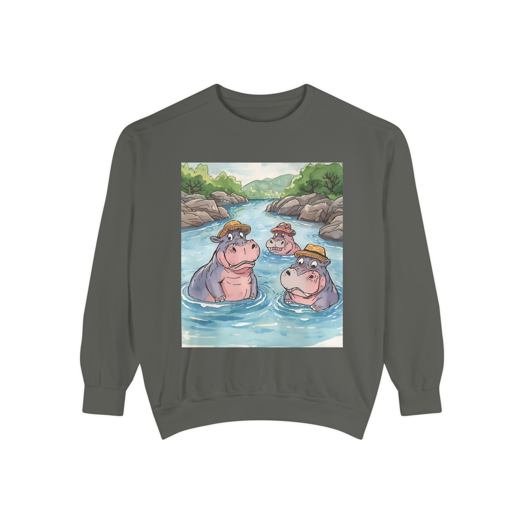 Hippo Cute Unisex Garment-Dyed Sweatshirt