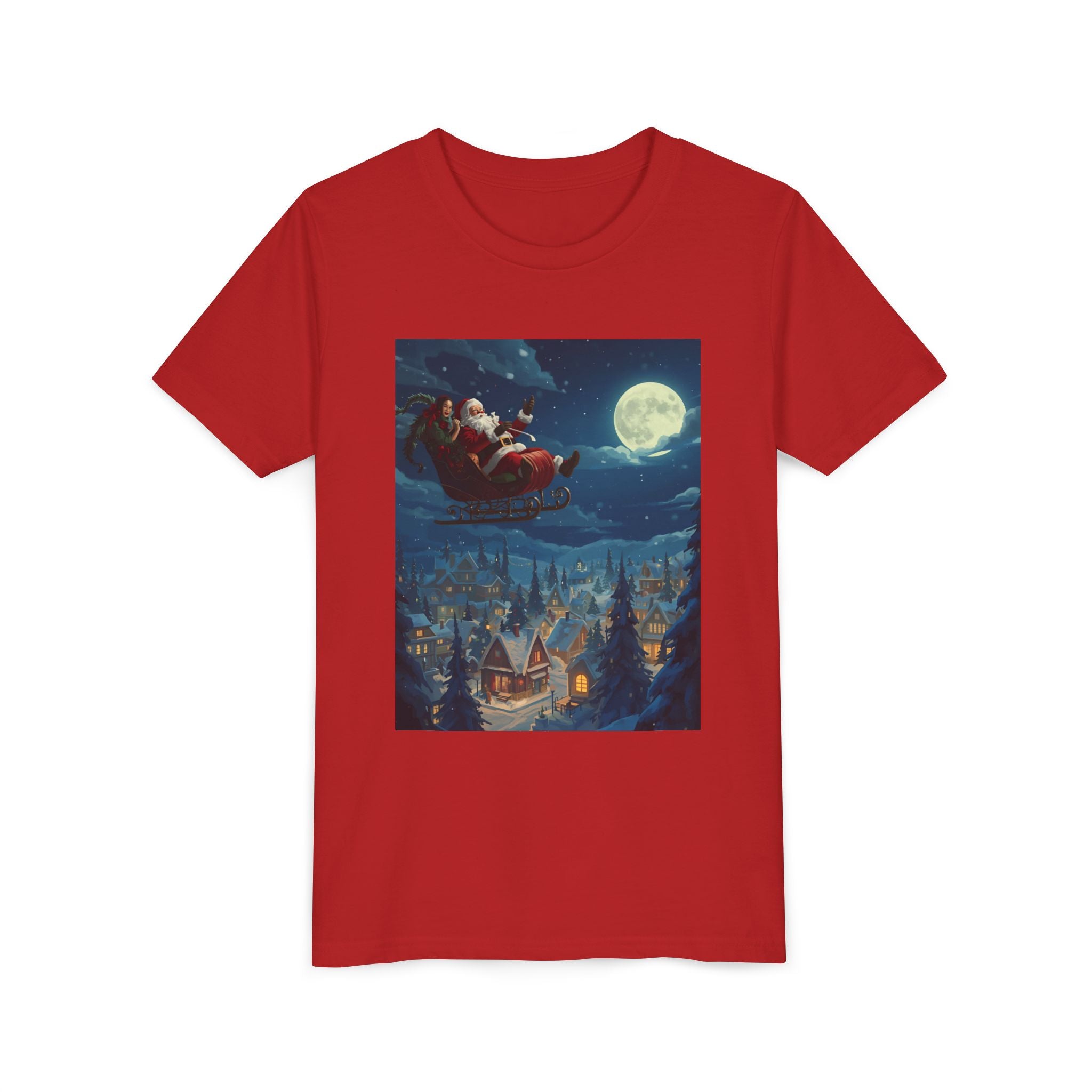 Christmas Santa Sleigh Youth Short Sleeve Tee