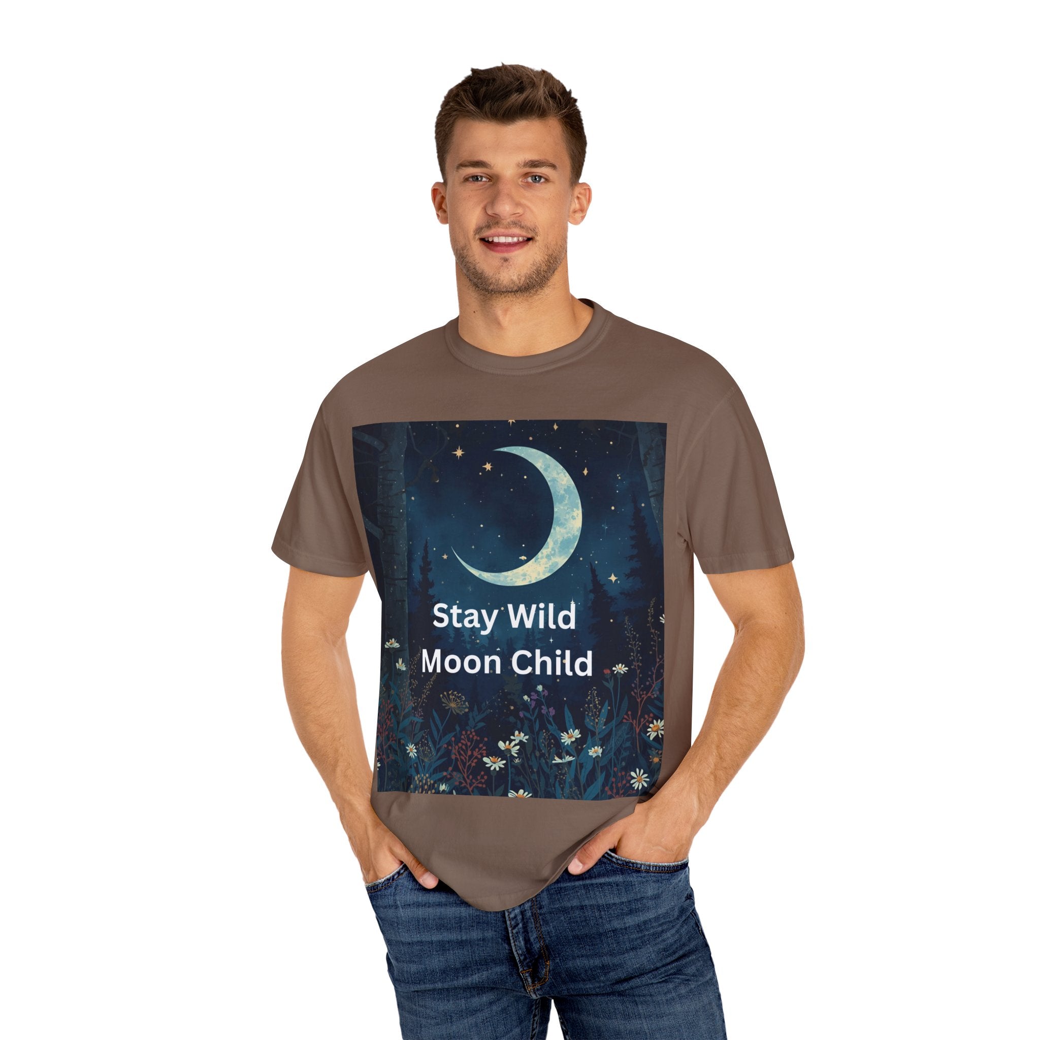 Unisex Stay Wild Moon Child T-Shirt, Stay Wild Graphic Tee, Boho Style Shirt, Gift for Nature Lovers, Vintage Vibe Apparel