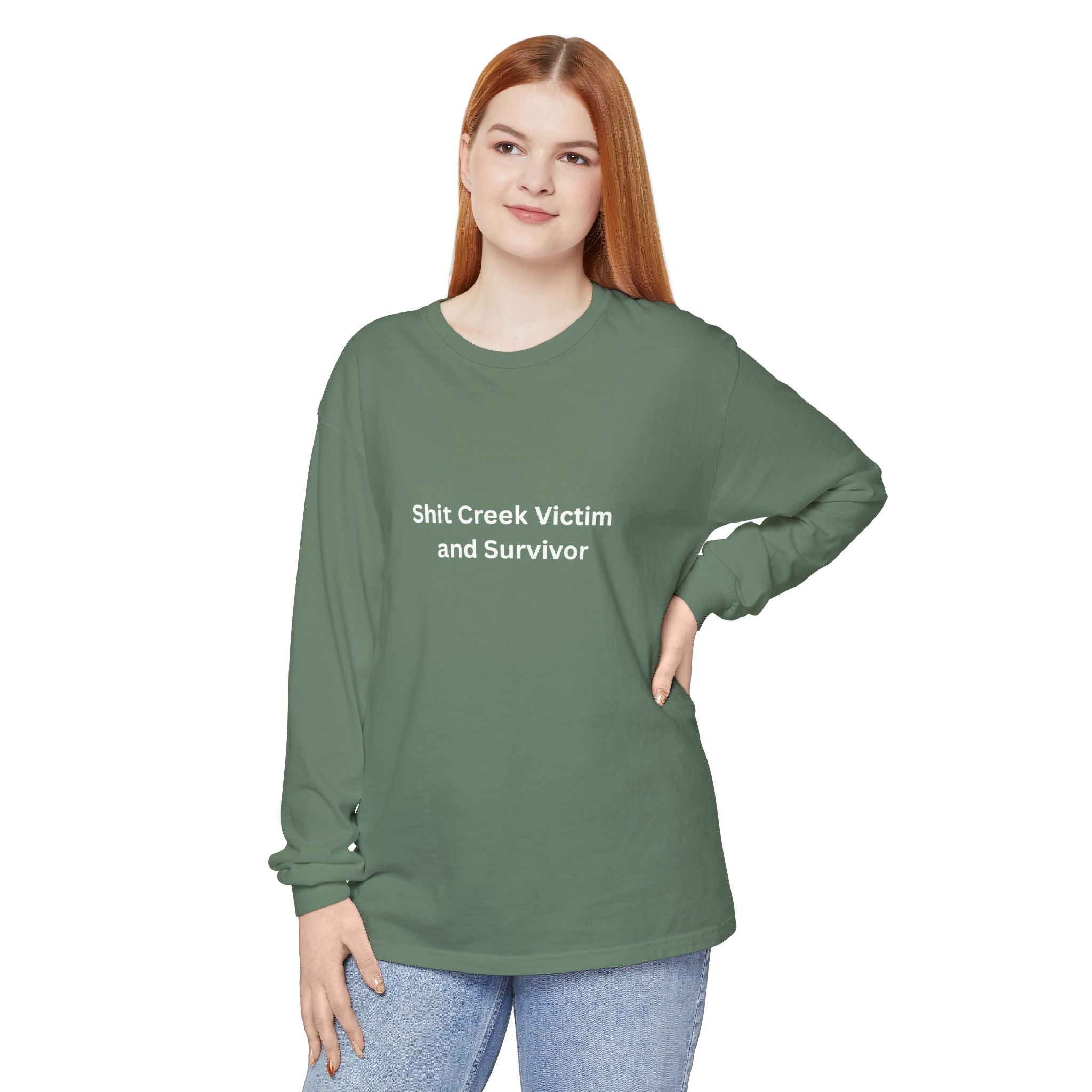 Shit Creek Survivor Long Sleeve T-Shirt, Funny Gift, Casual Wear, Humor Shirt, Birthday Gift, Unisex Apparel