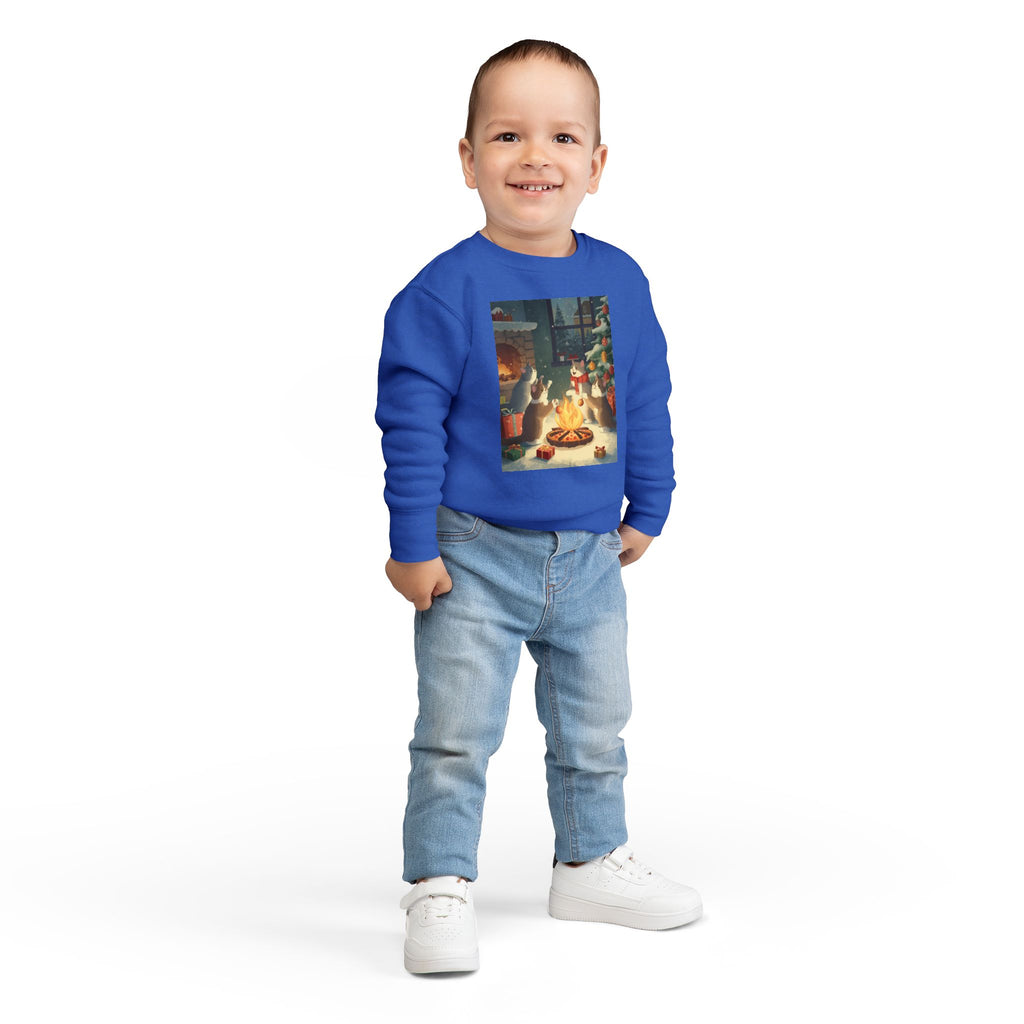 Cozy Holiday Toddler Sweatshirt, Christmas Gift, Cute Cat Design, Winter Apparel, Kids Holiday Clothing, Family Matching