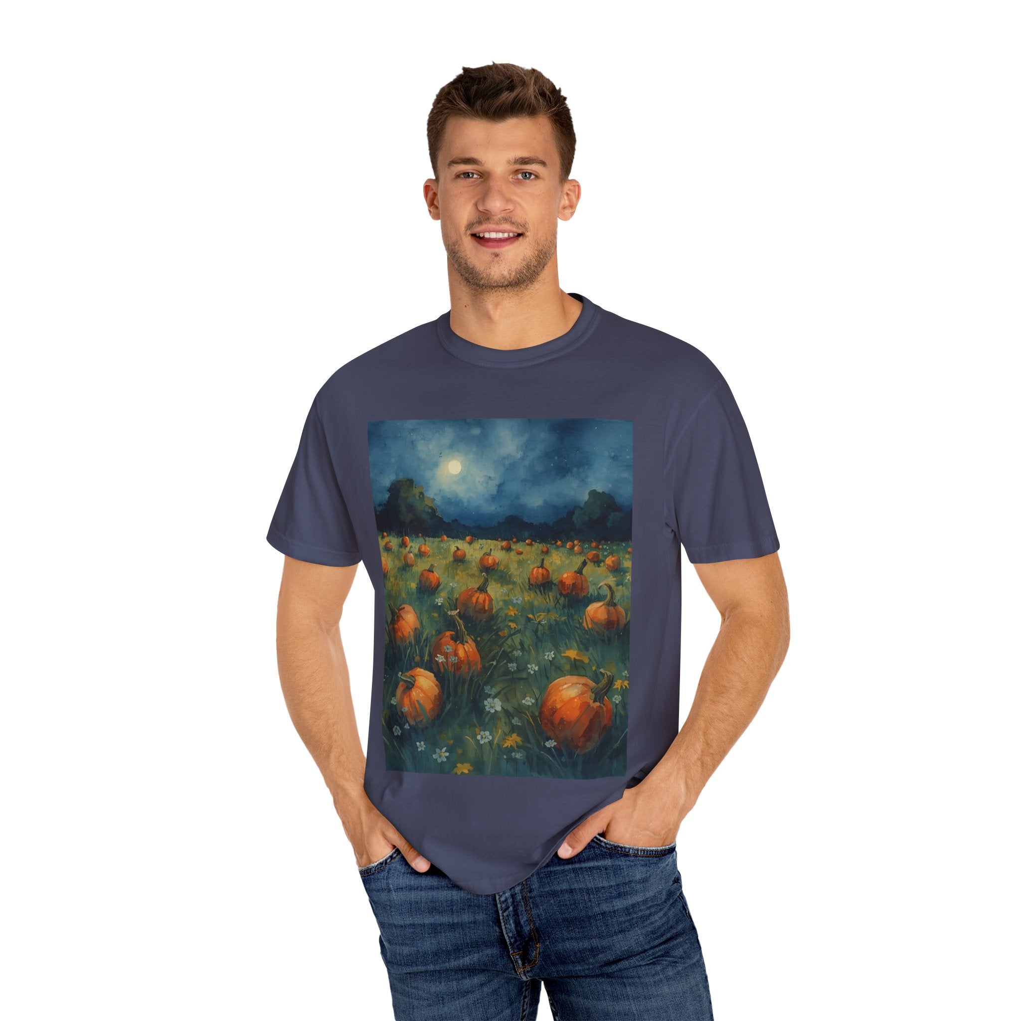 Pumpkin Patch Moonlit T-shirt | Fall Harvest Tee | Halloween Shirt | Unisex Autumn Apparel | Cozy Gift for Pumpkin Lovers