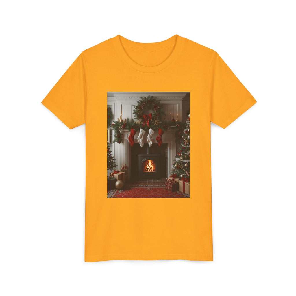 Cozy Christmas Youth Tee, Holiday Gift for Kids, Festive Short Sleeve Shirt, Winter Wear, Family Photos, Christmas Apparel