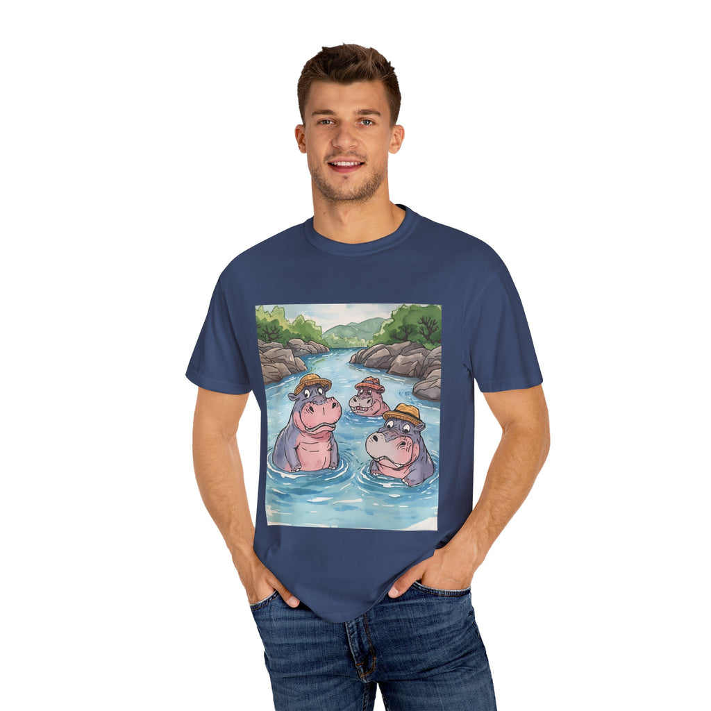 Hippo Adventure Unisex T-Shirt, Cute Animal Tee, Gift for Nature Lovers, Casual Wear, Birthday and Summer Vibe