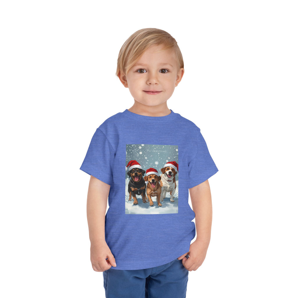 Cute Christmas Dogs Toddler Short Sleeve Tee