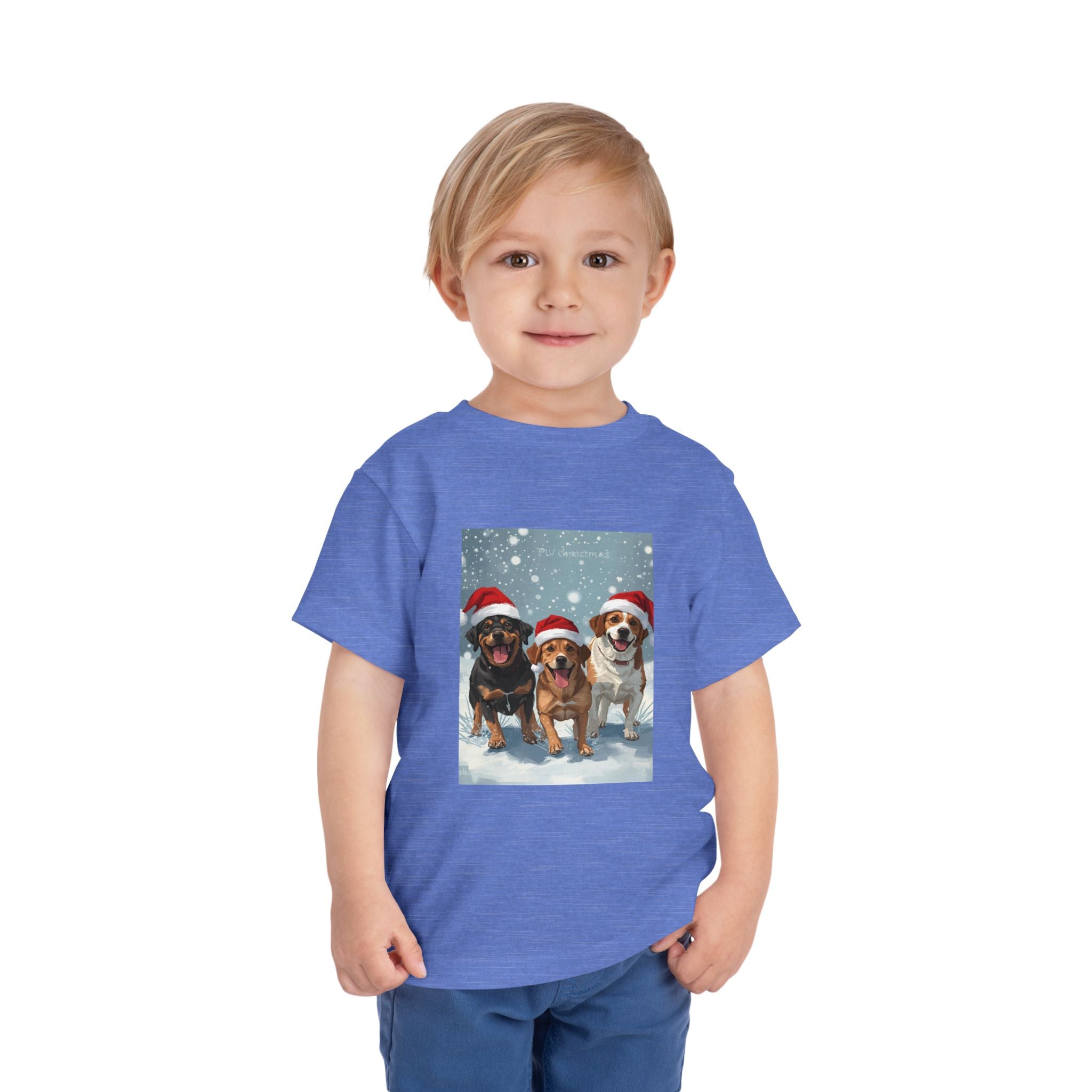 Cute Christmas Dogs Toddler Short Sleeve Tee