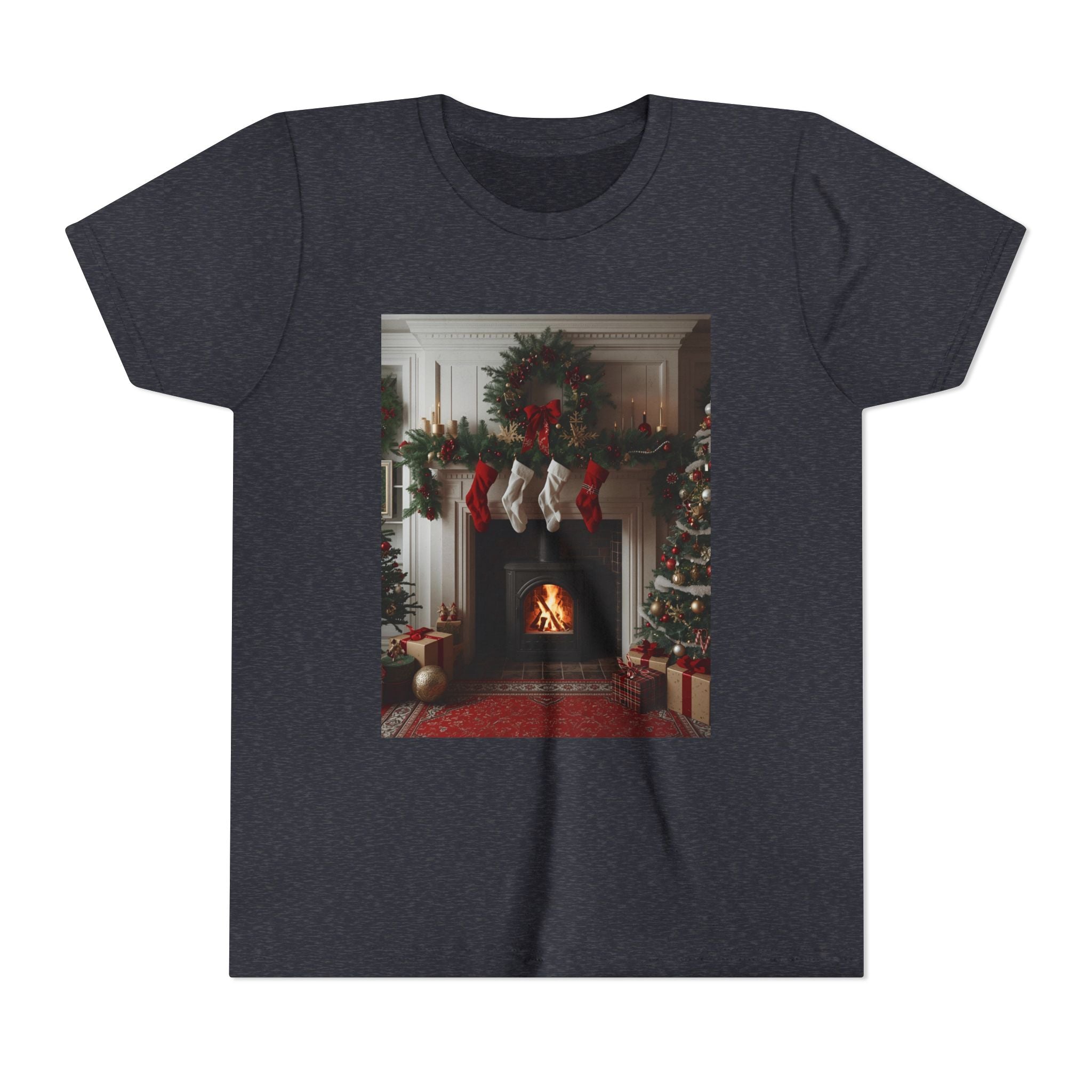 Cozy Christmas Youth Tee, Holiday Gift for Kids, Festive Short Sleeve Shirt, Winter Wear, Family Photos, Christmas Apparel