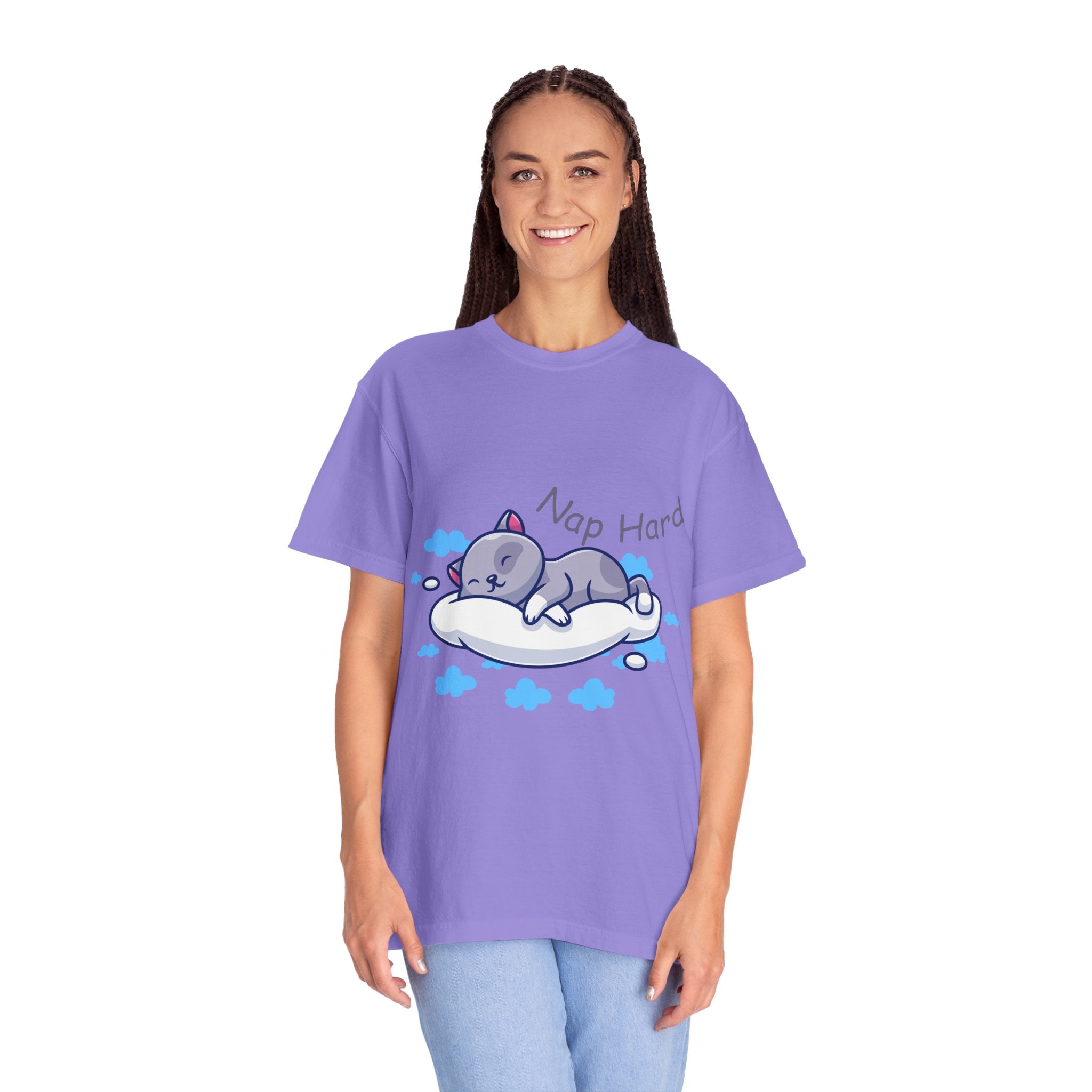 Cat Nap Graphic T-shirt, Cute Cat Tee, Relaxed Fit Apparel, Gift for Cat Lovers, Cozy Lounge Wear, Funny Pet Humor Top