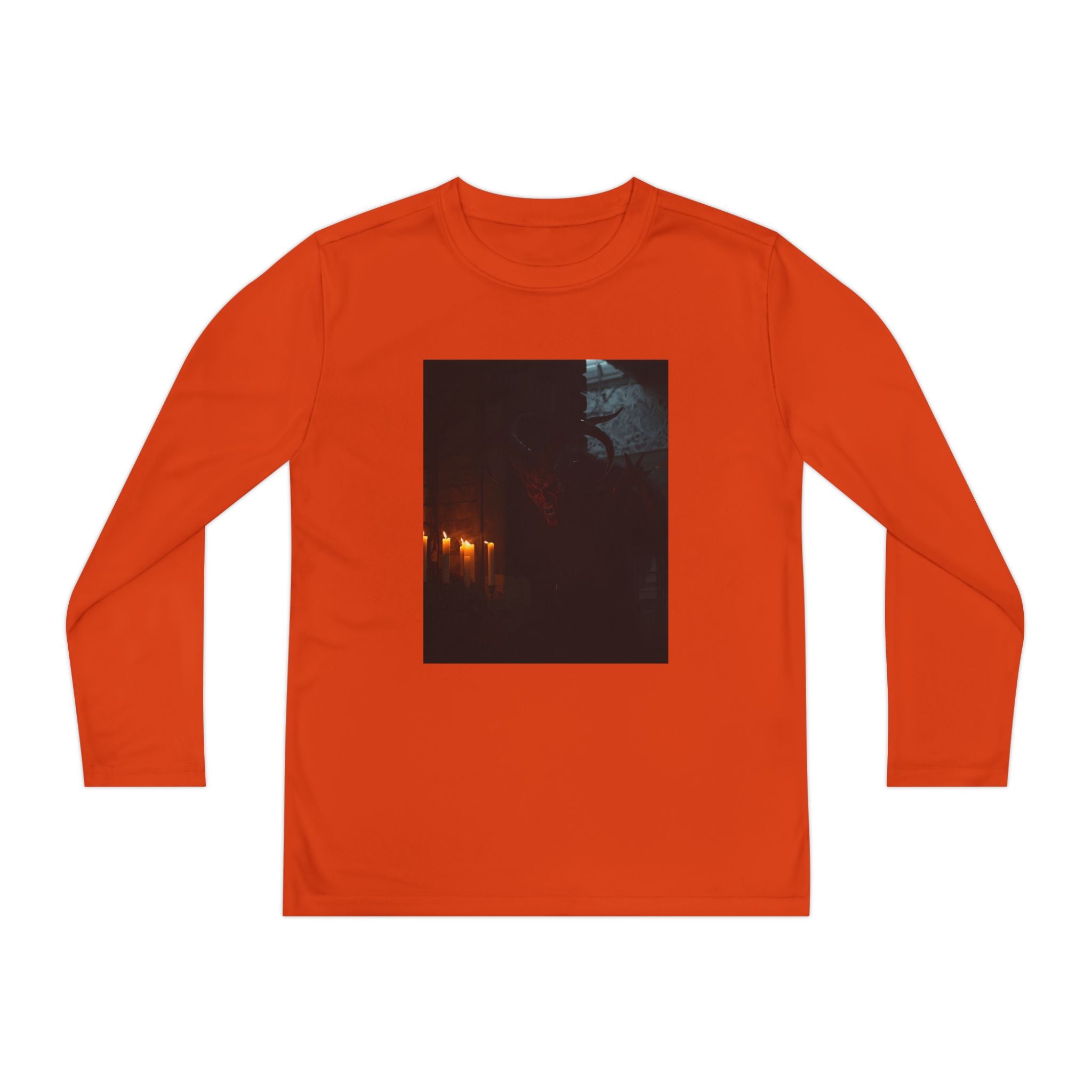 Spooky Halloween Pumpkin Shadow Youth Long Sleeve Competitor Tee