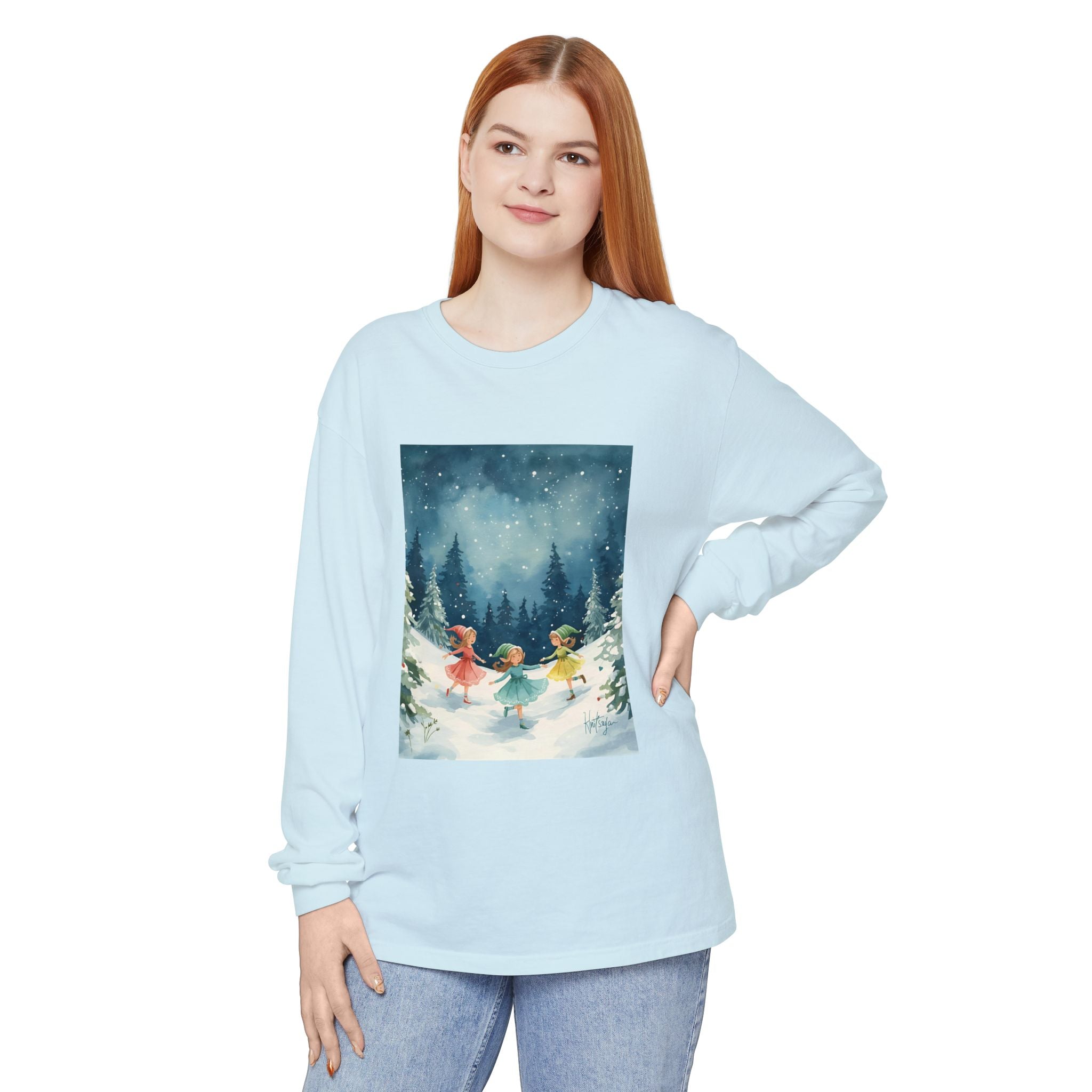 Winter Wonderland Long Sleeve T-Shirt, Cozy Graphic Tee, Perfect for Holidays, Gift for Her, Winter Apparel, Seasonal Fashion