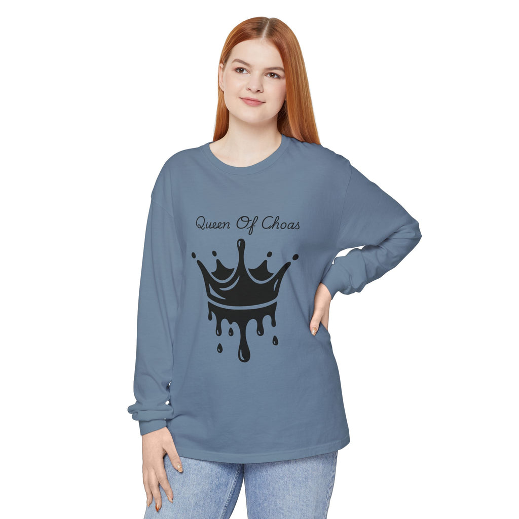 Queen of Chaos Long Sleeve T-Shirt - Stylish Unisex Apparel for Creative Souls, Casual Wear, Gift for Her, Birthday, Everyday Style