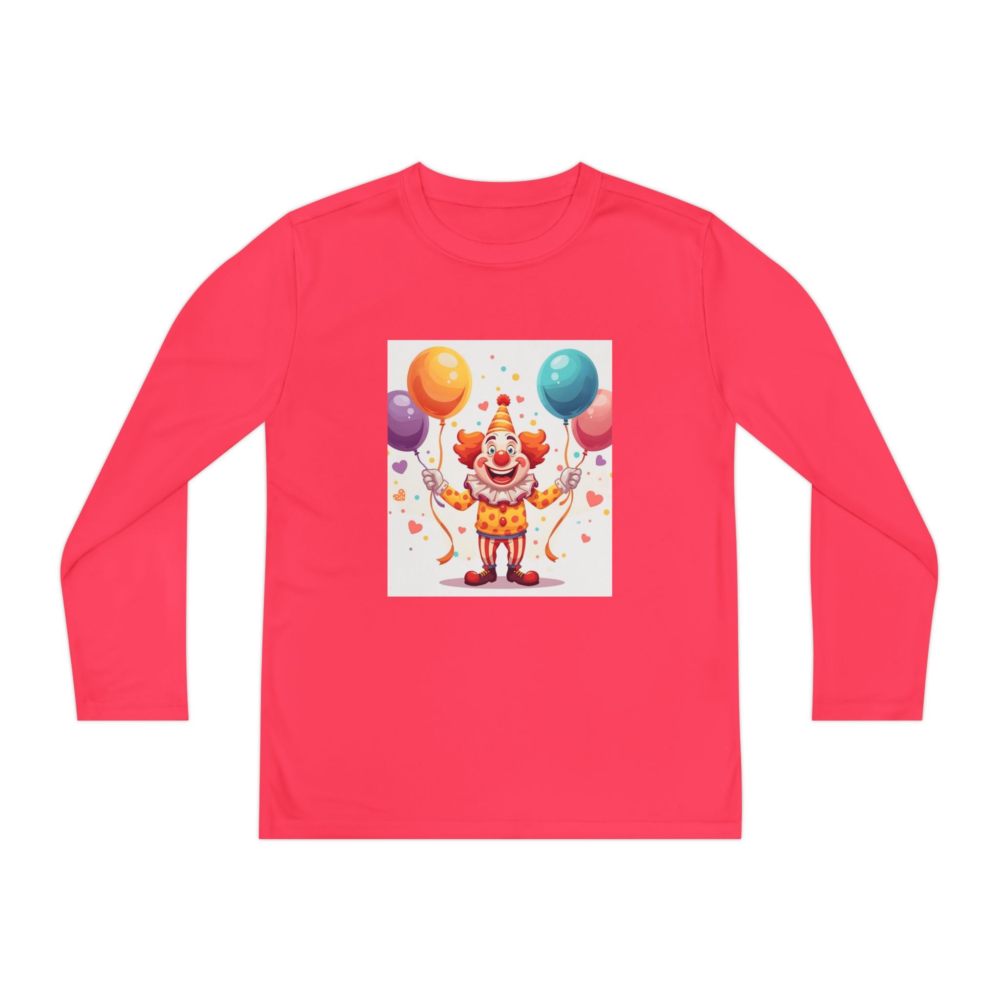 Birthday Clown With Balloons Youth Long Sleeve Competitor Tee