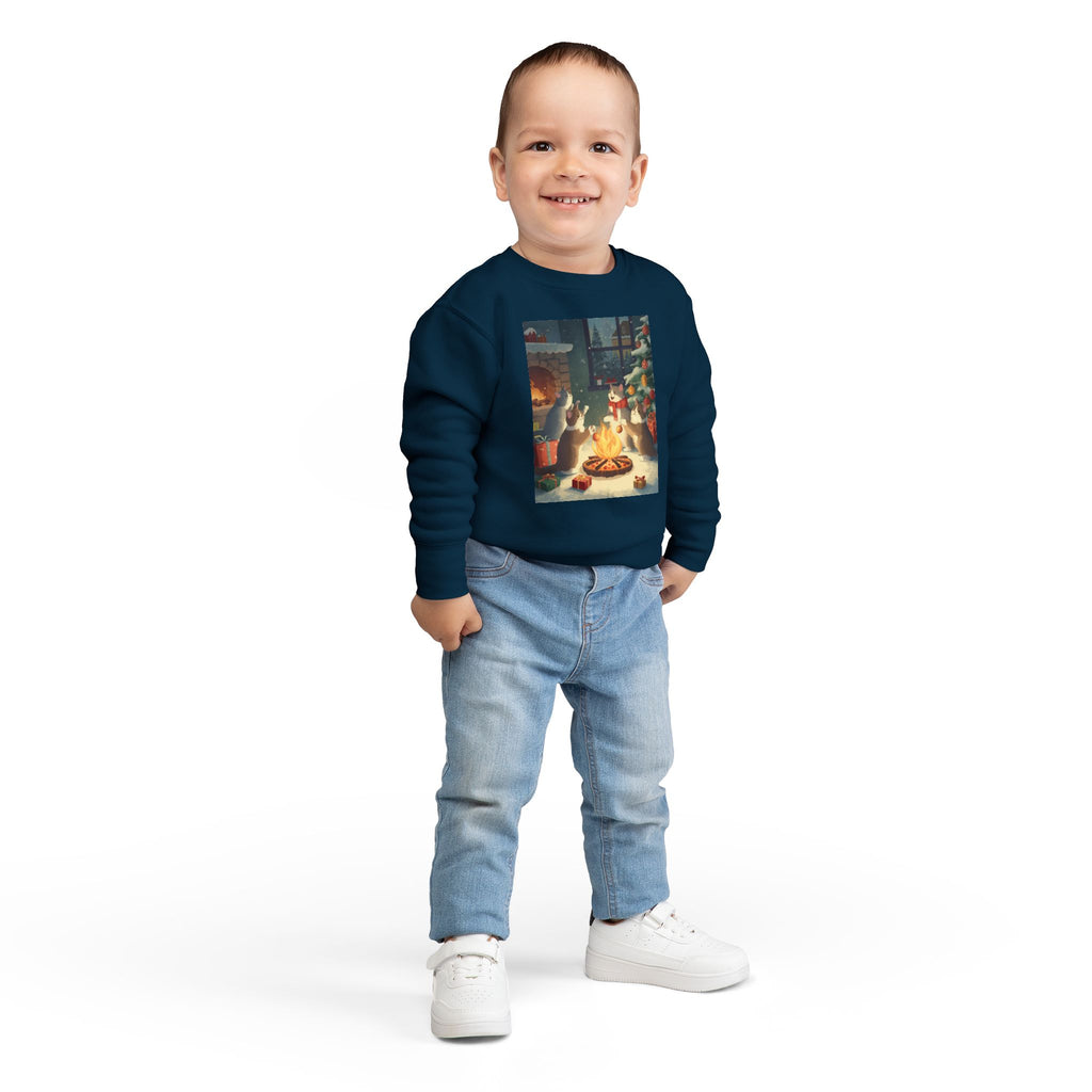 Cozy Holiday Toddler Sweatshirt, Christmas Gift, Cute Cat Design, Winter Apparel, Kids Holiday Clothing, Family Matching