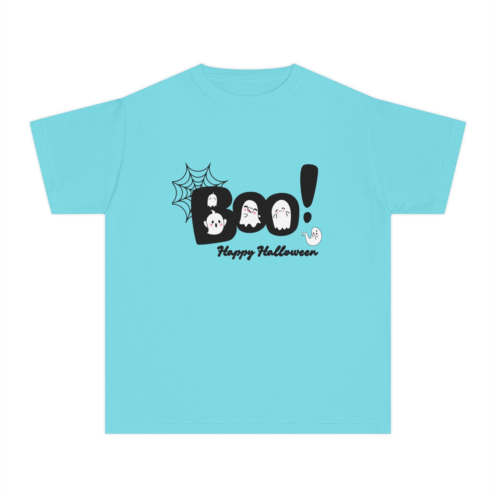 Cute Halloween Youth Tee, 'Boo!' Graphic Tee, Kids Halloween Shirt, Trick-or-Treat Apparel, Spooky Holiday T-Shirt