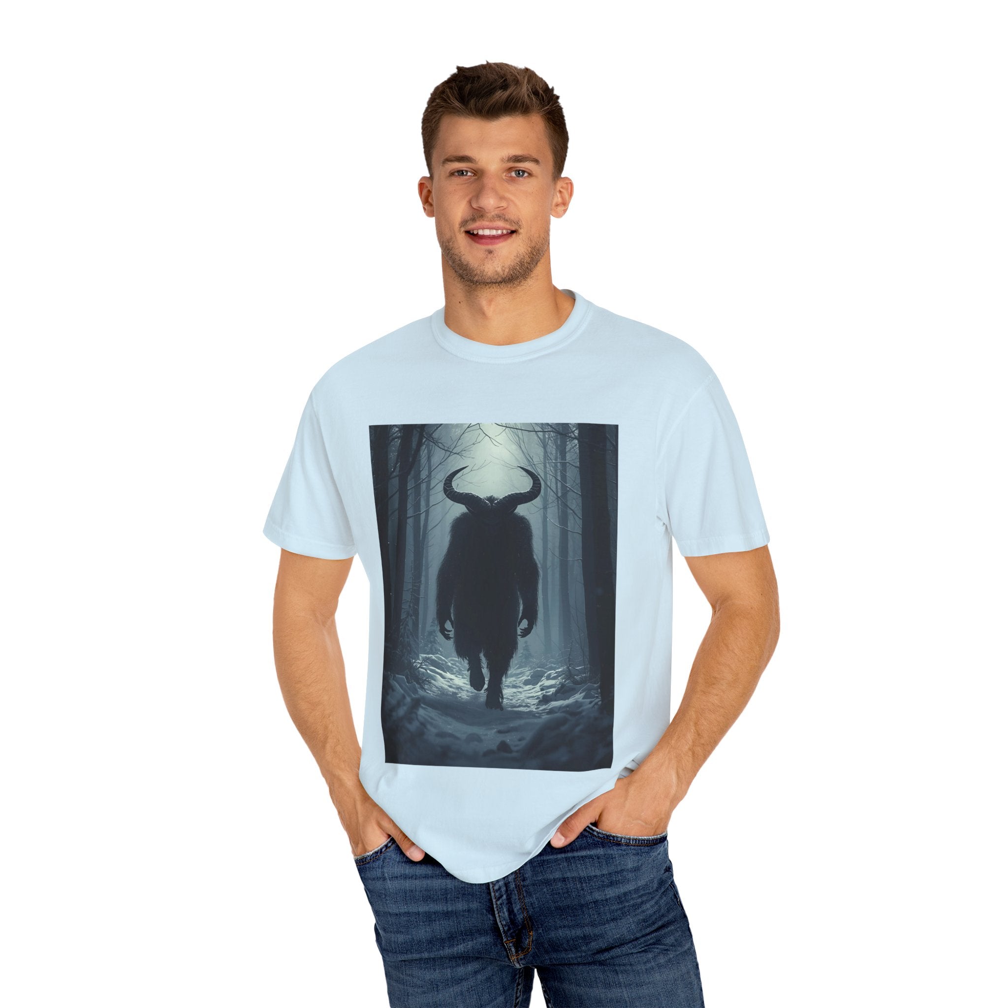 Spooky Forest Creature T-Shirt | Unisex Garment-Dyed Tee | Nature Lover Apparel, Graphic Tee, Gift for Him, Outdoor Adventure Wear