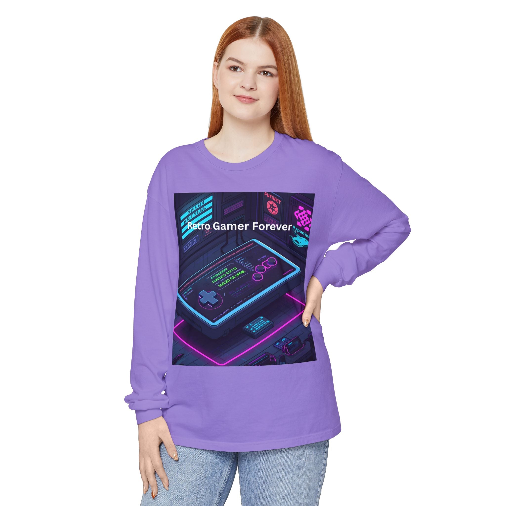 Retro Game Controller Unisex Garment-dyed Long Sleeve T-Shirt