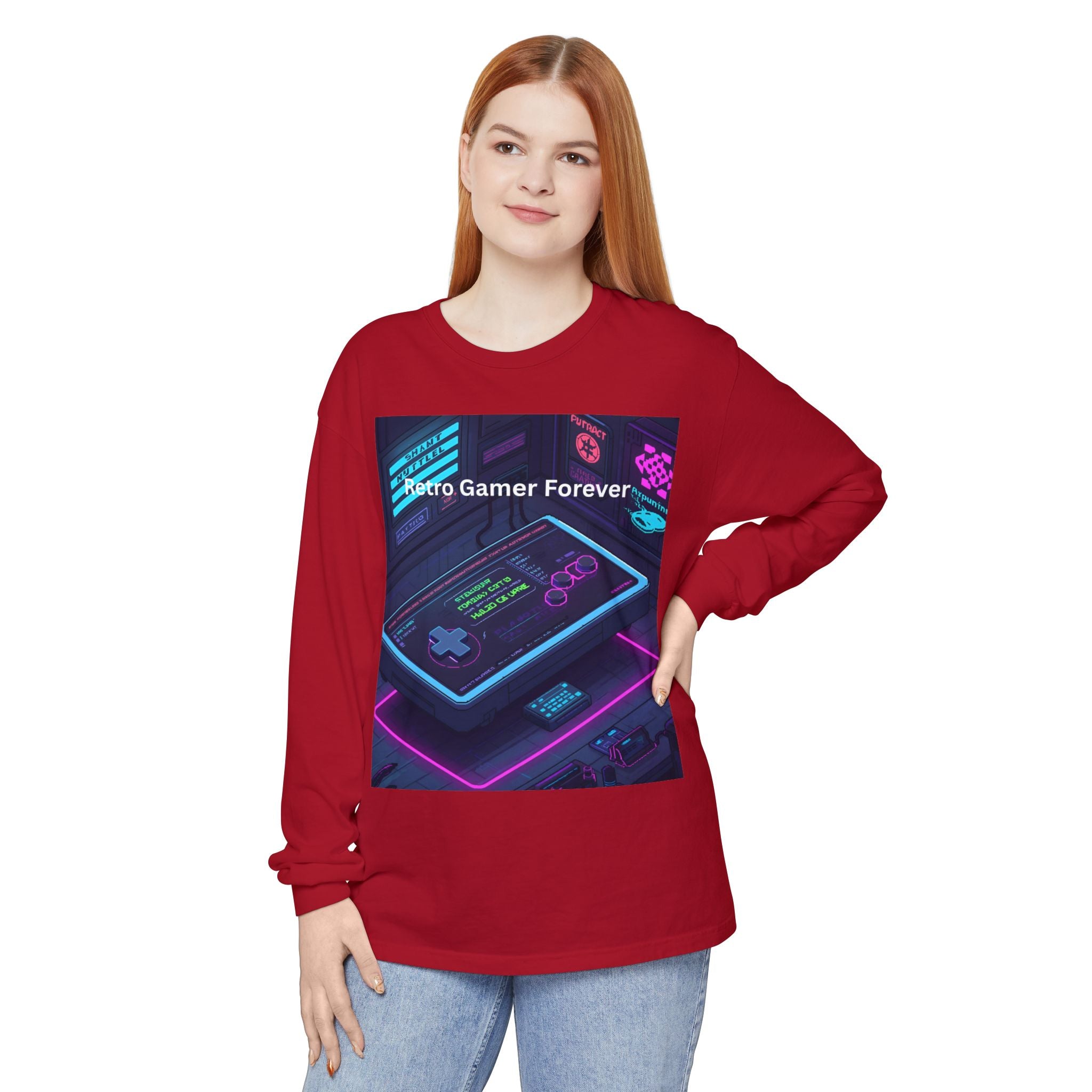 Retro Game Controller Unisex Garment-dyed Long Sleeve T-Shirt