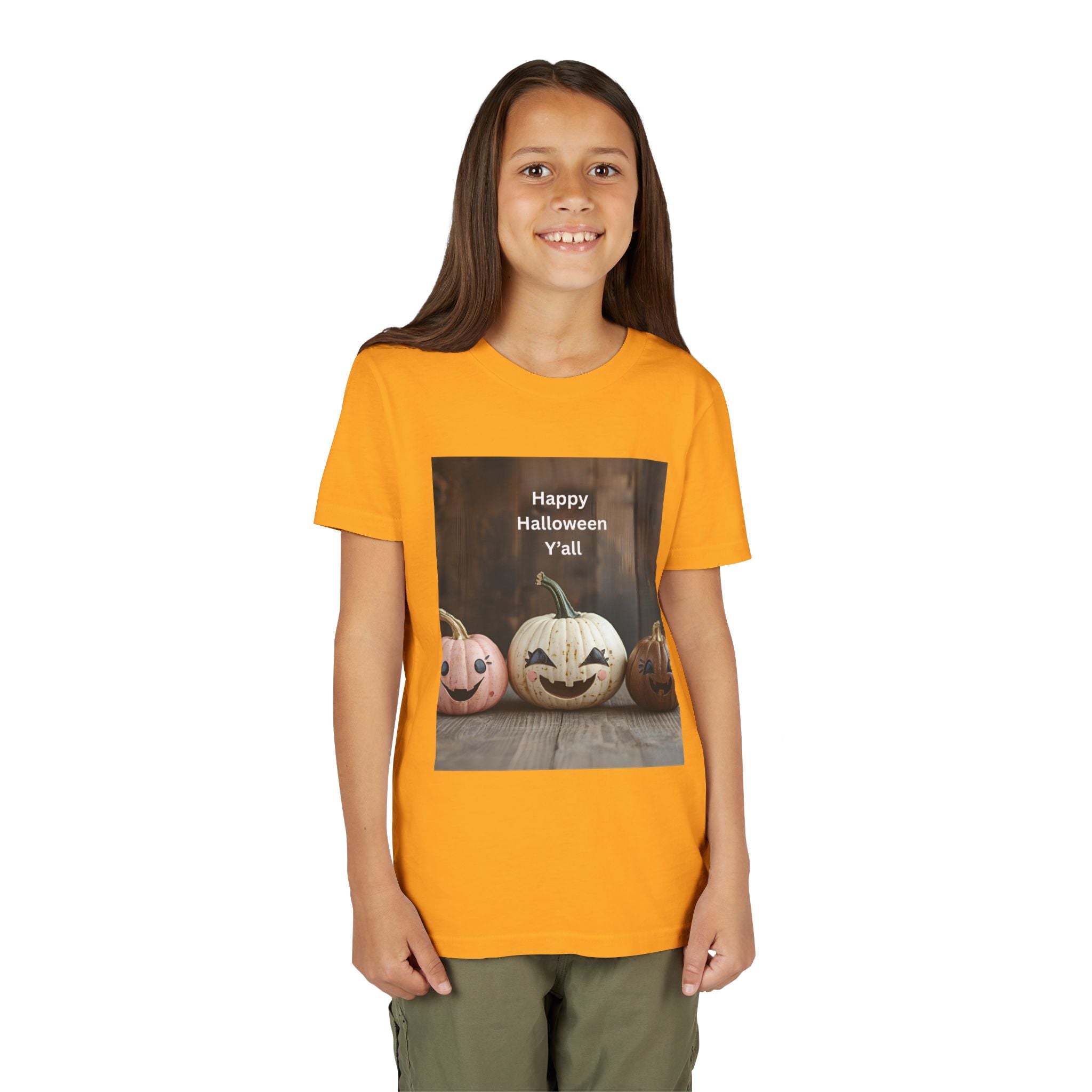 Happy Halloween Youth Tee, Kids Halloween Shirt, Pumpkin T-Shirt, Fall Festival Apparel, Trick or Treat Wear, Spooky Season Top