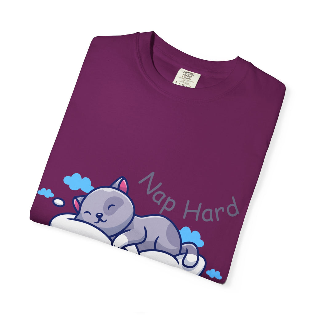 Cat Nap Graphic T-shirt, Cute Cat Tee, Relaxed Fit Apparel, Gift for Cat Lovers, Cozy Lounge Wear, Funny Pet Humor Top