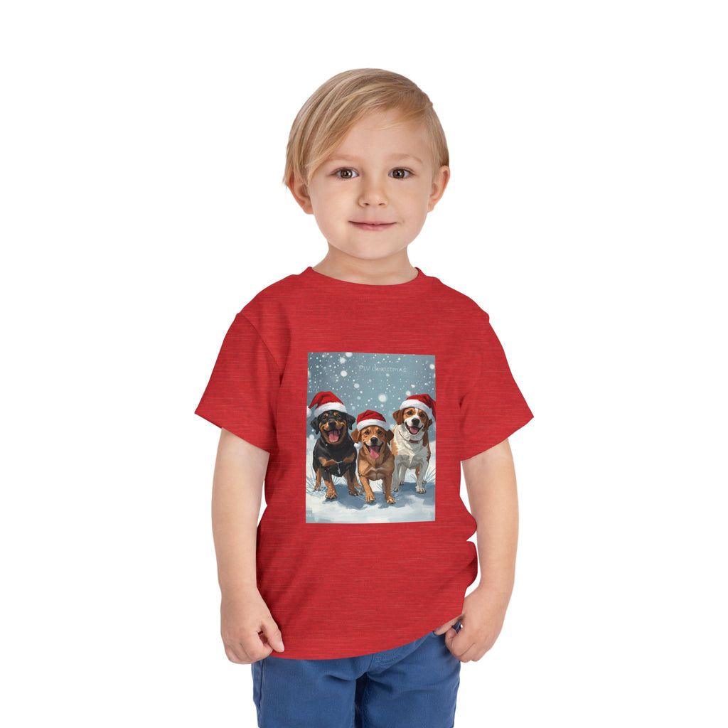Cute Christmas Dogs Toddler Short Sleeve Tee