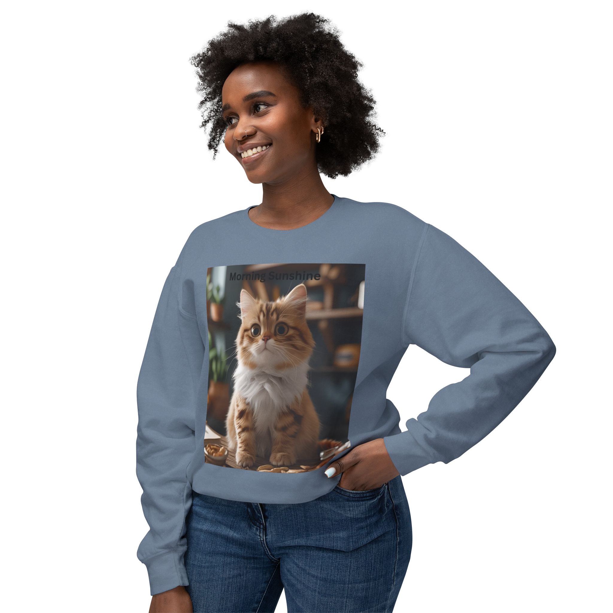 Cute Cat Crewneck Sweatshirt, Cozy Sweatshirt, Gift for Cat Lovers, Funny Cat Apparel, Casual Outfit, Pet Lover Gift